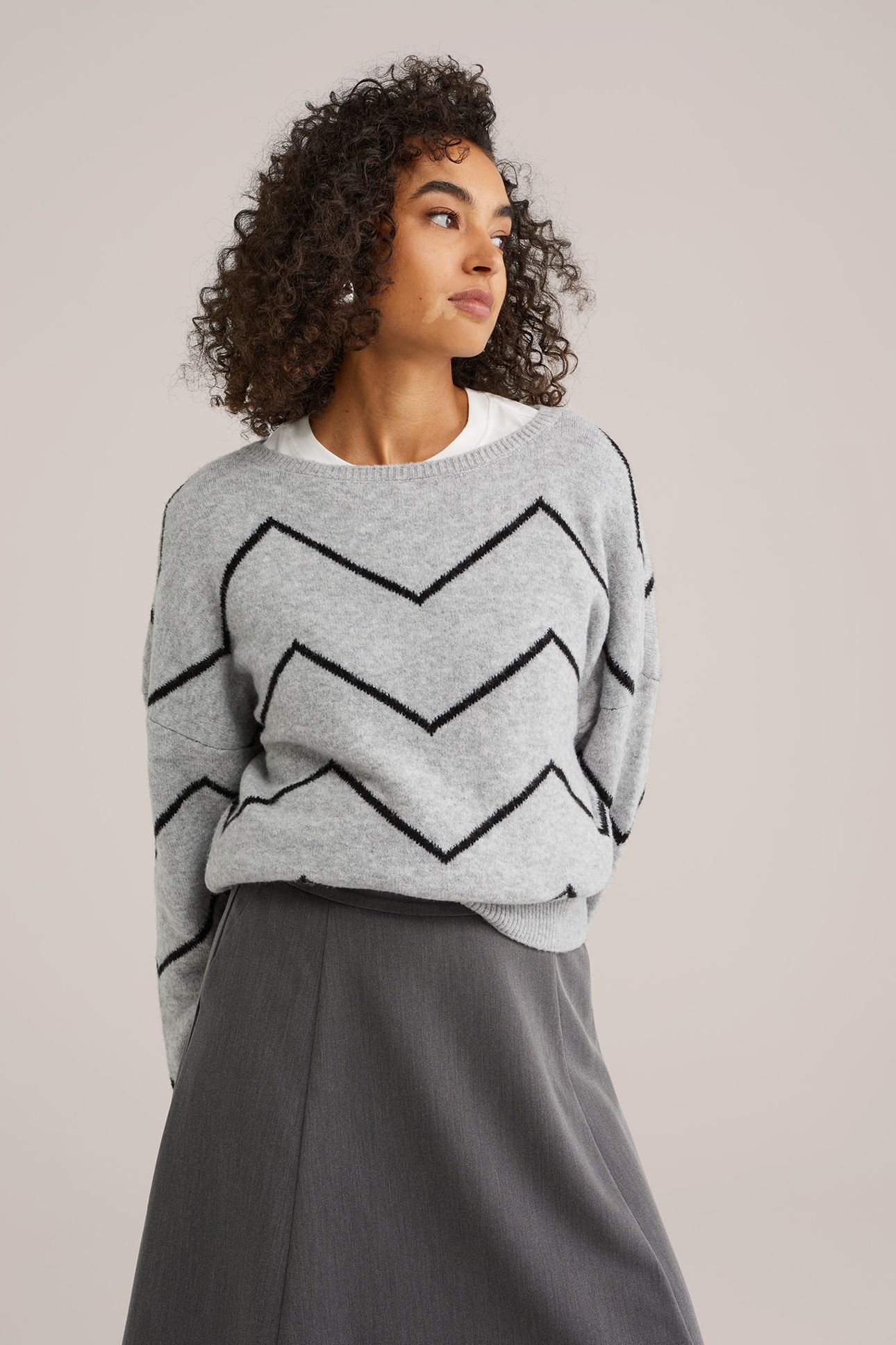 KNITTED PULLOVER BLENDED LIGHT GREY 2
