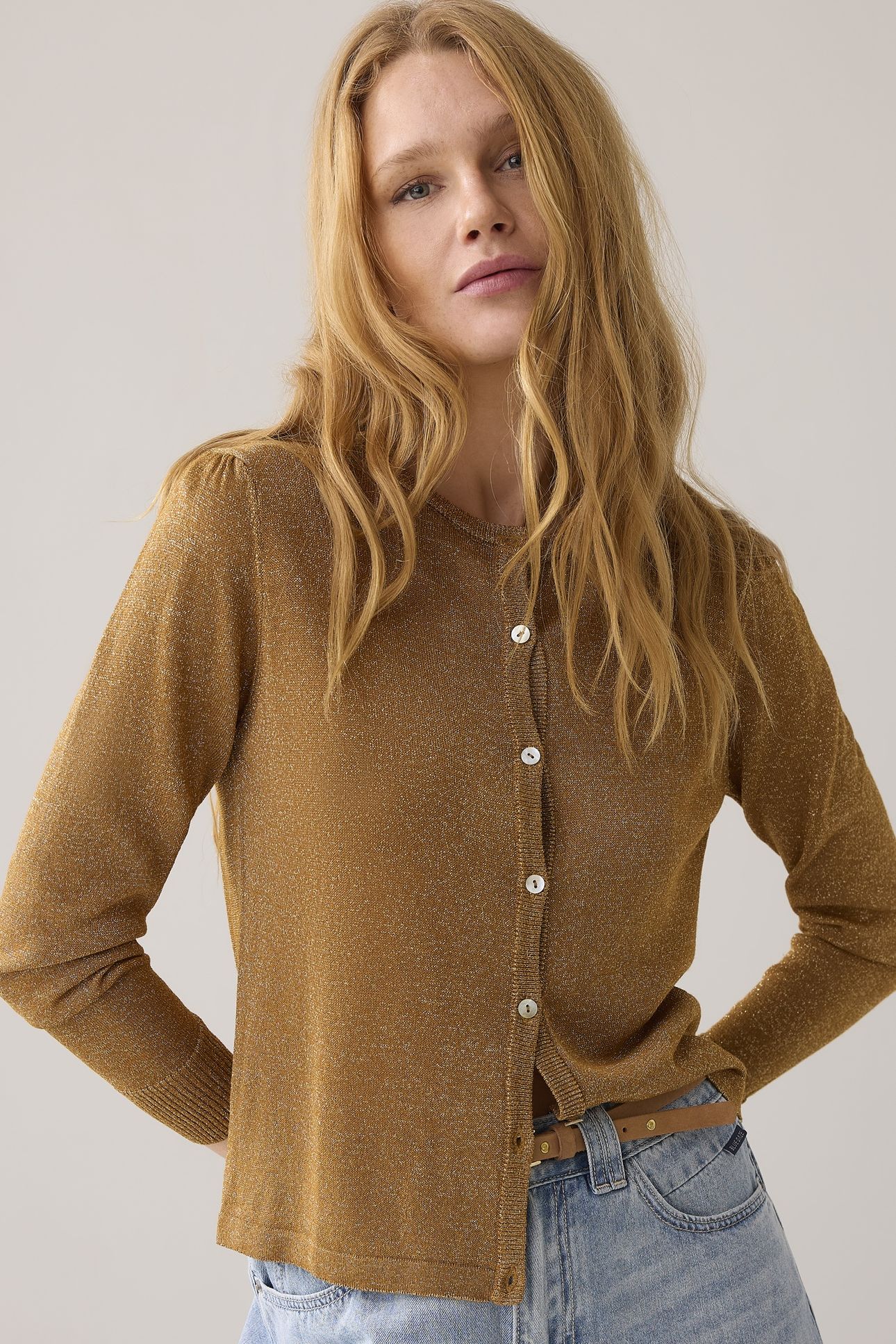 CARDIGAN LUREX KNIT PEANUT 2