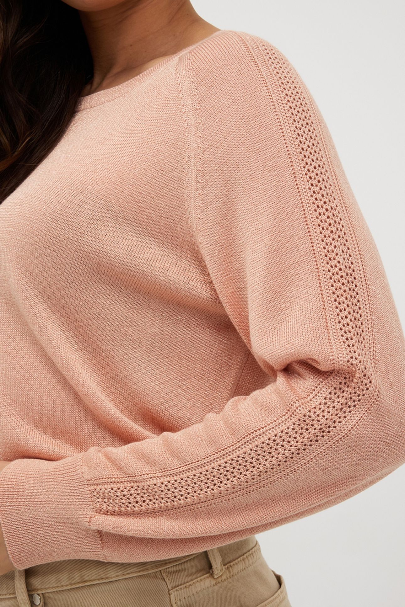 SWEATER RAGLAN POINTELLE LUREX LIGHT APRICOT 9