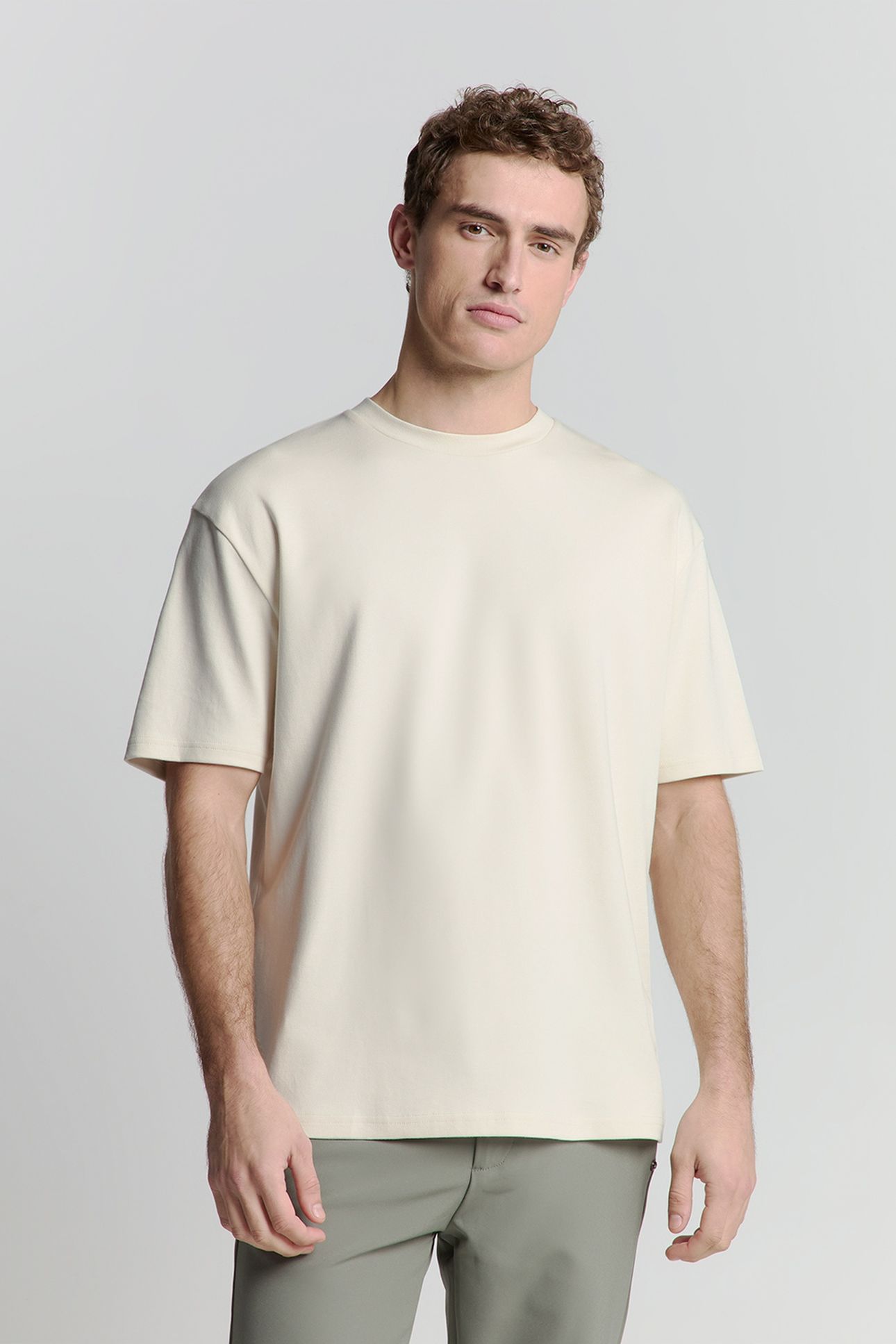 T-SHIRT CREWNECK HEAVY SOLID BACK PRINT OFFWHITE 1