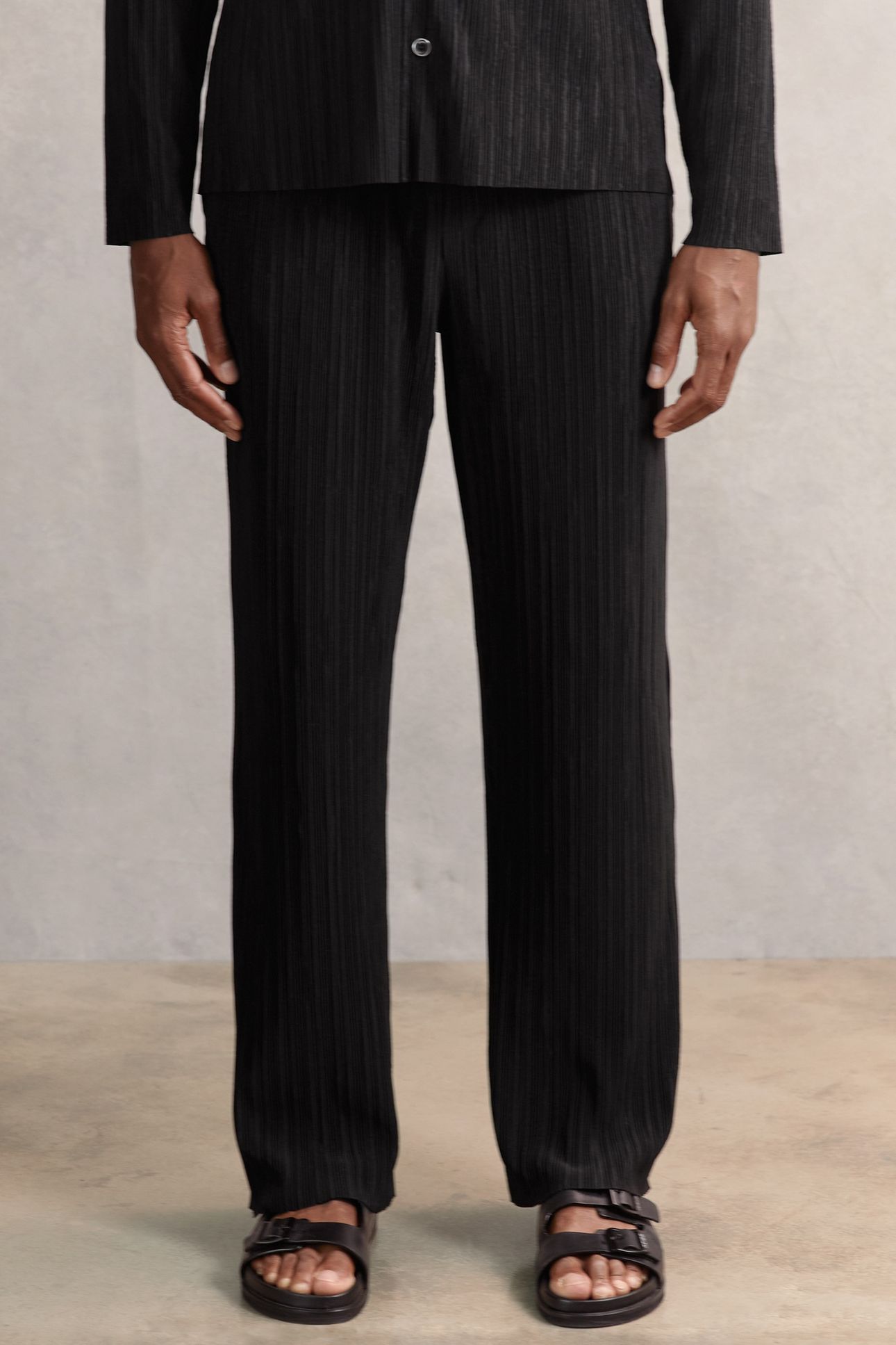 PLISSE WIDE LEG TROUSER BLACK 2