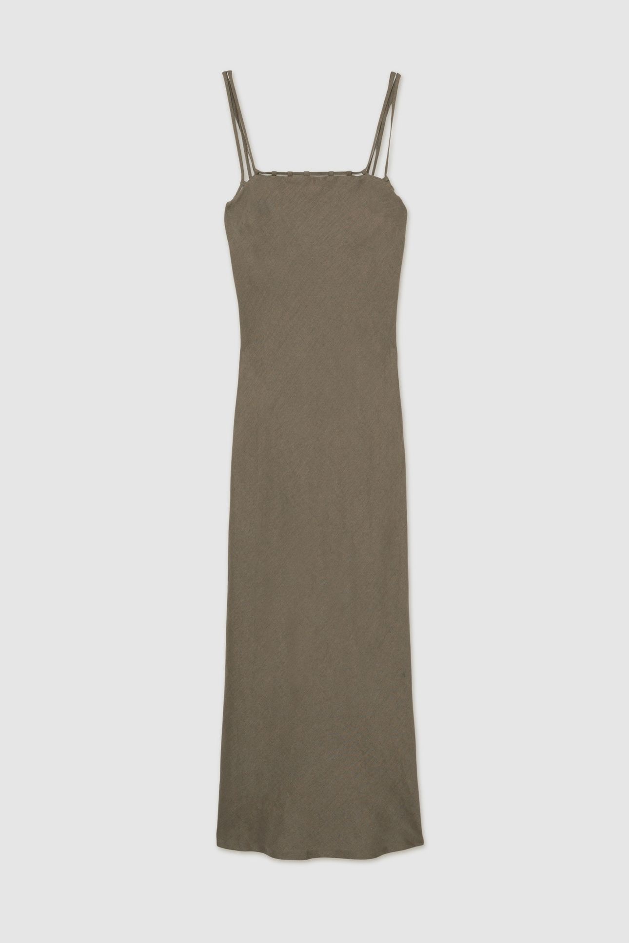LINEN SLIP DRESS KHAKI 5