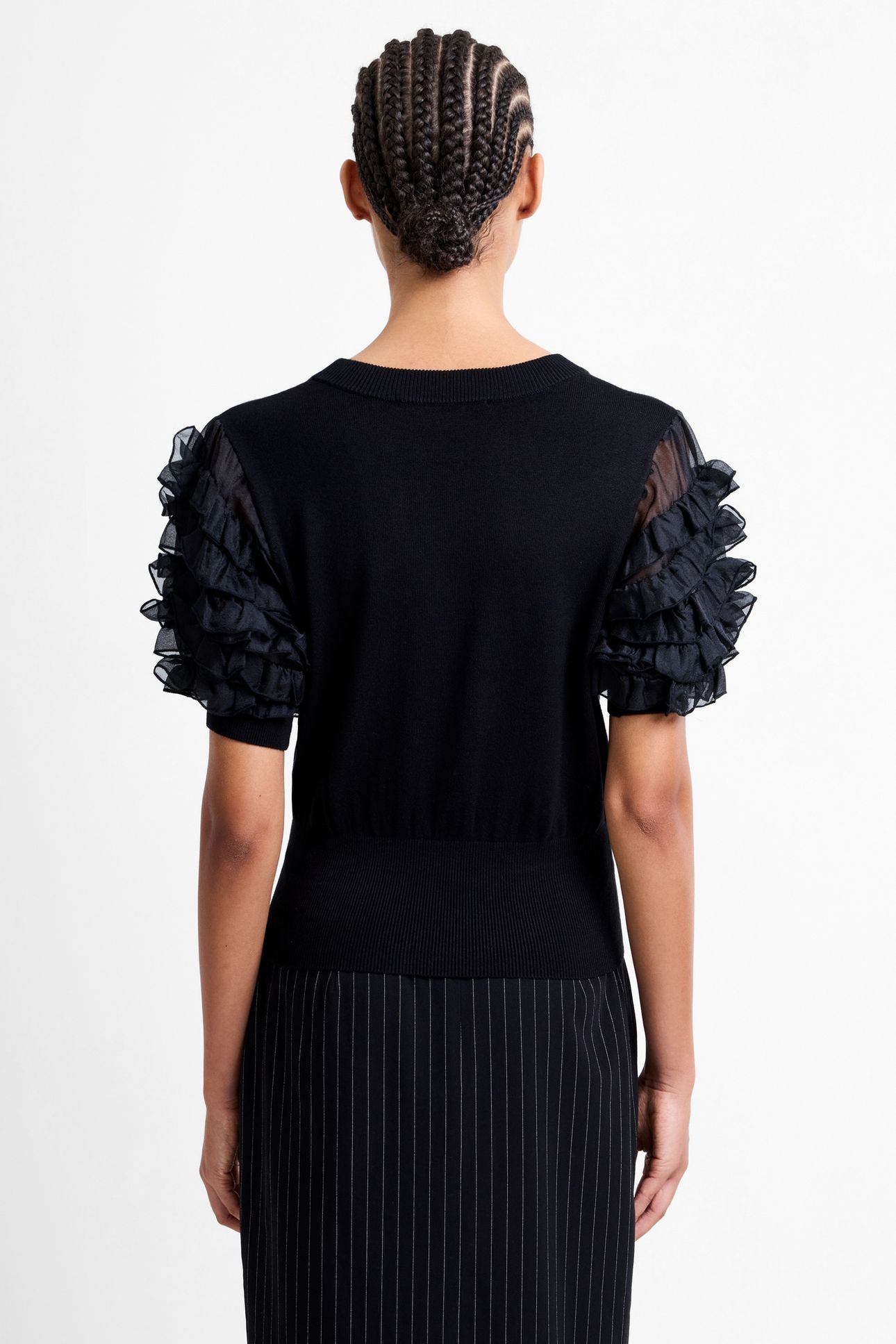 KRISTA MIX STACKED RUFFLE TOP BLACKOUT 3