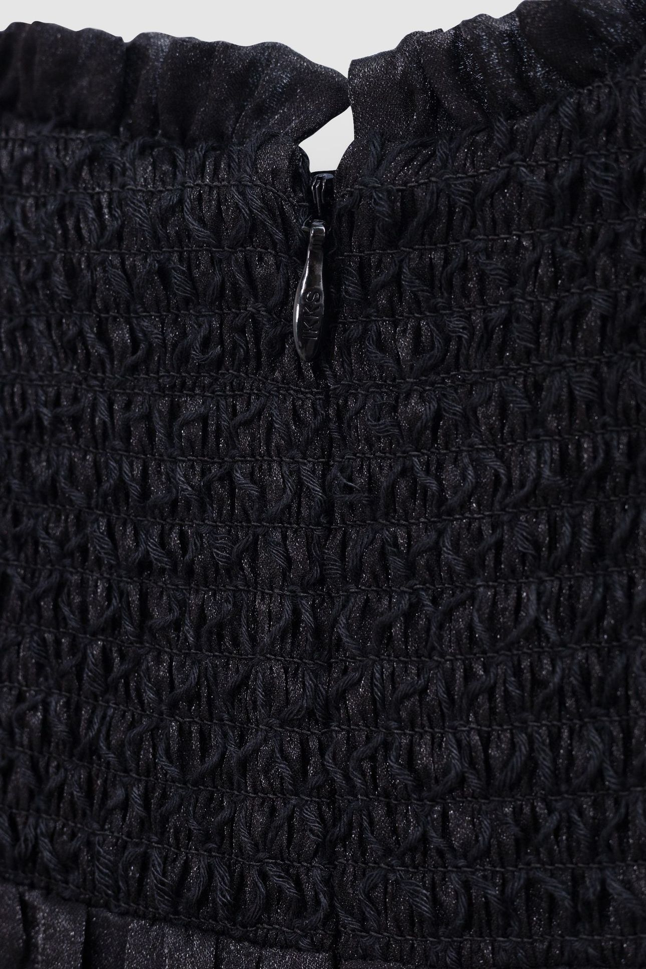 BLACK SATIN DRESS WITH SMOCKED PANEL 7