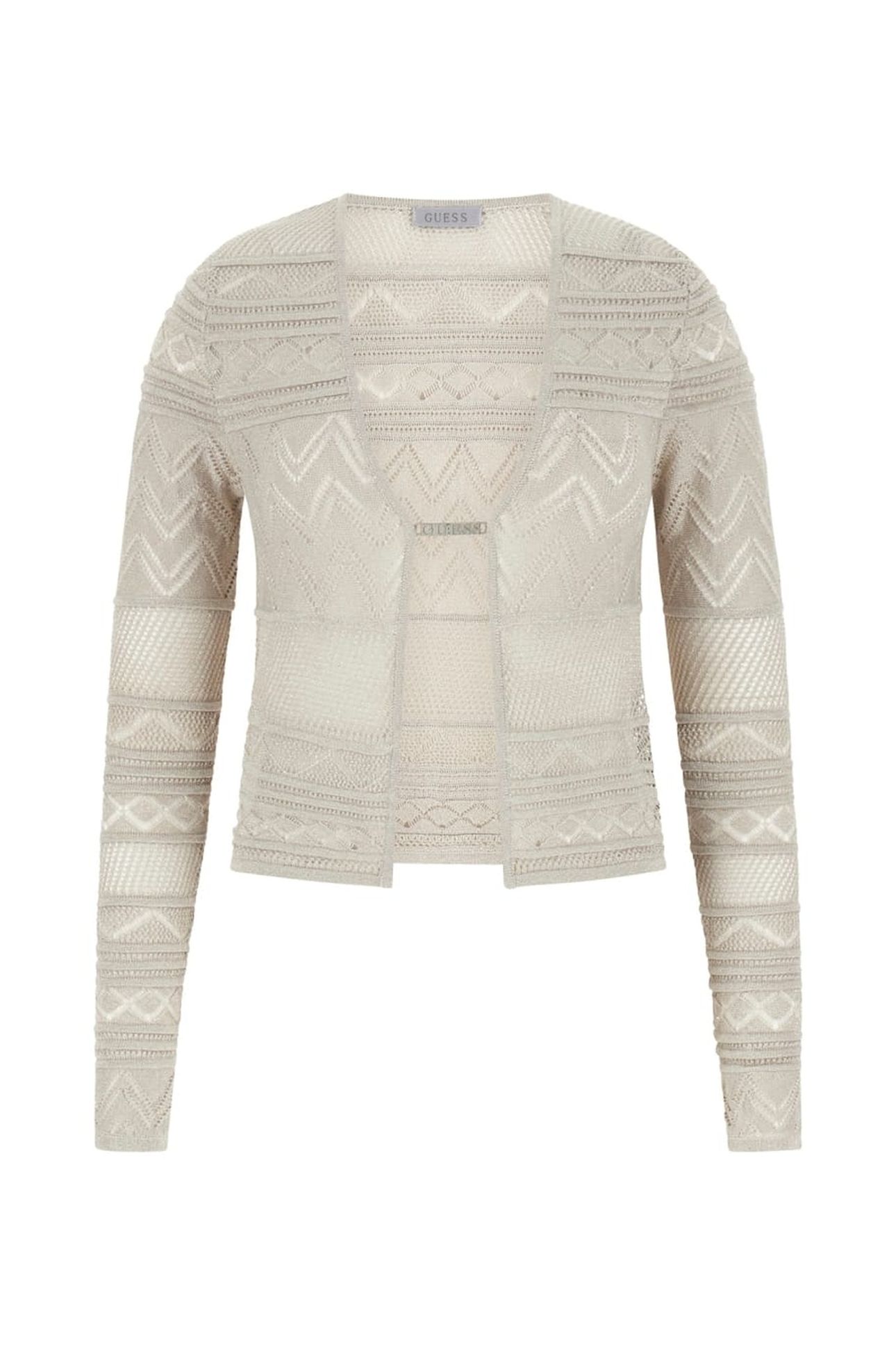 GUESS ECO NELLIE LS CARDI SWTR SILVER LUREX 5