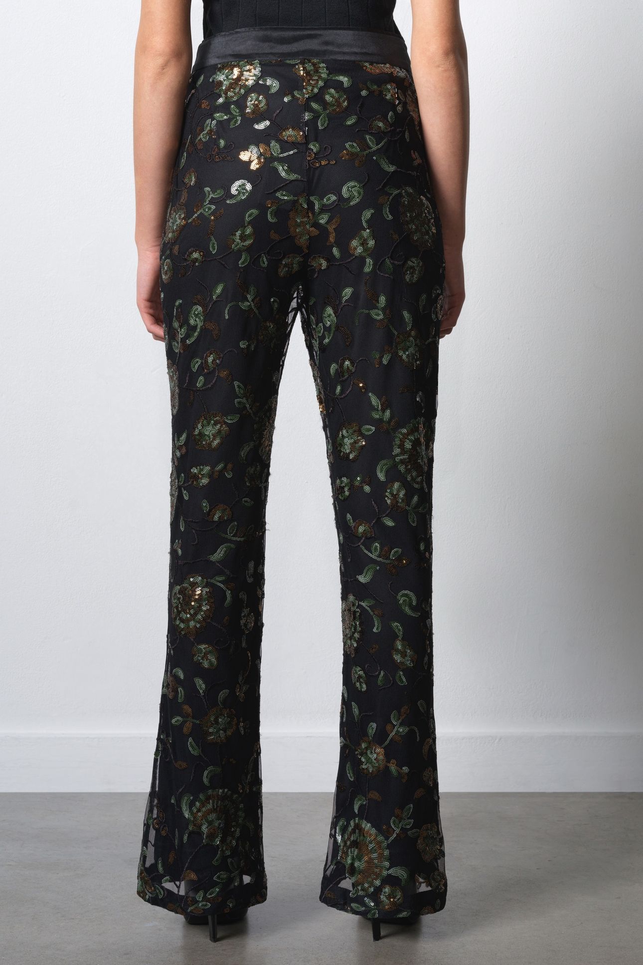 ROSHENE SEQUIN FLARE TROUSERS BLACK SEQUIN MULTI 4