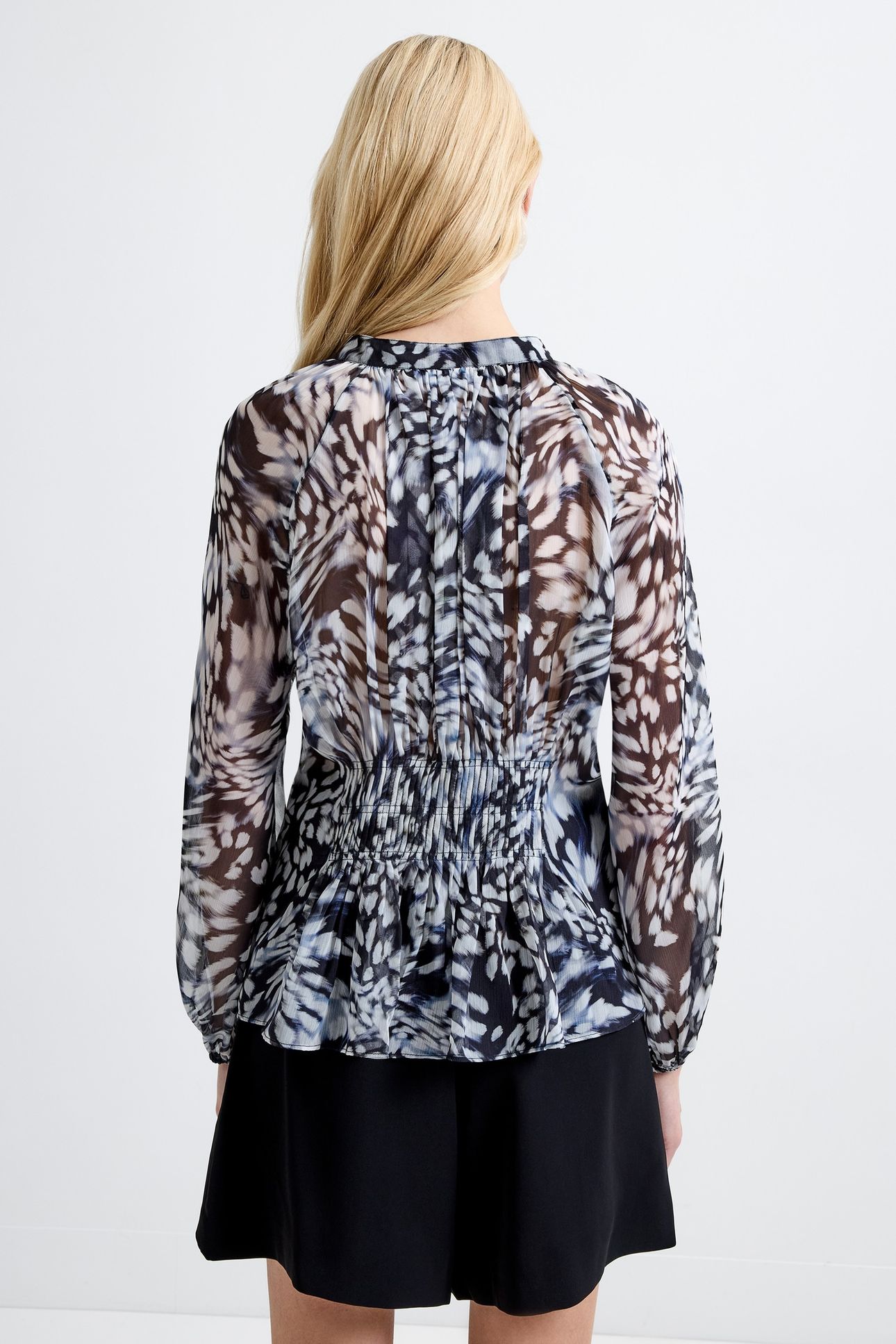 EMINA CHIFFON ALLEGRA L/S TOP CHARCOAL MULTI 3