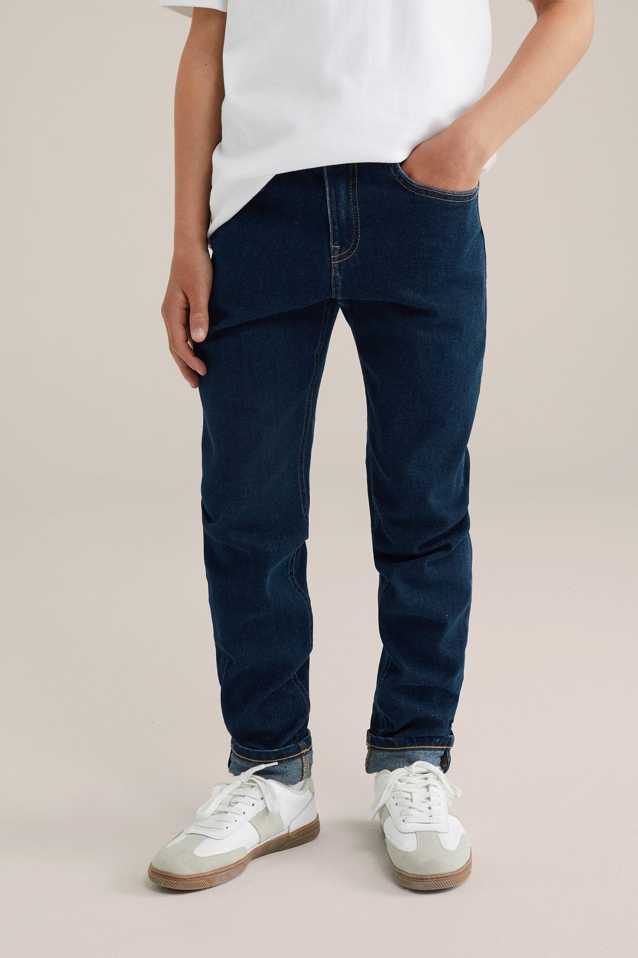 5-POCKET MID WAIST DARK BLUE 2