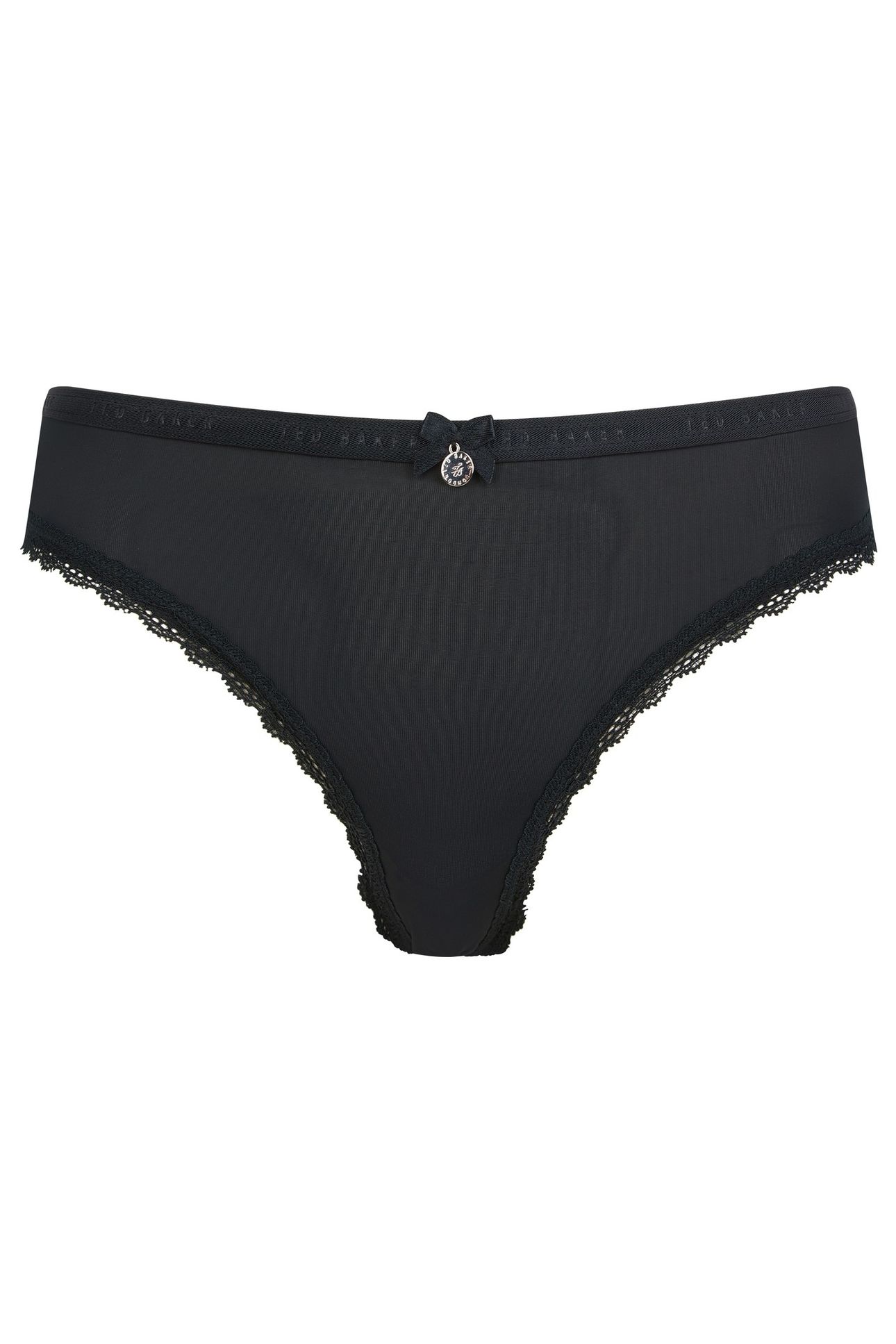 ZARIA 3PK SOLID BRIEF WITH LACE TRIM JET BLACK/EGRET/AZALEA 3