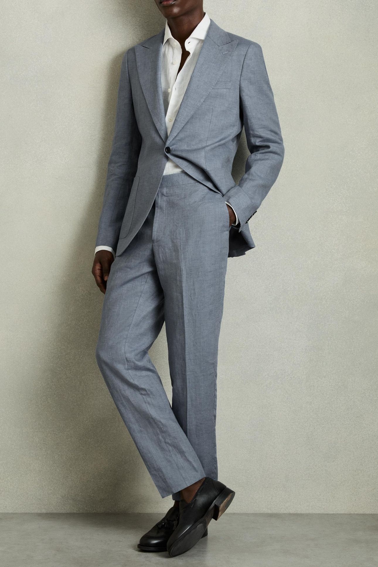 LINEN SLIM MIXER TROUSER AIRFORCE BLUE 2
