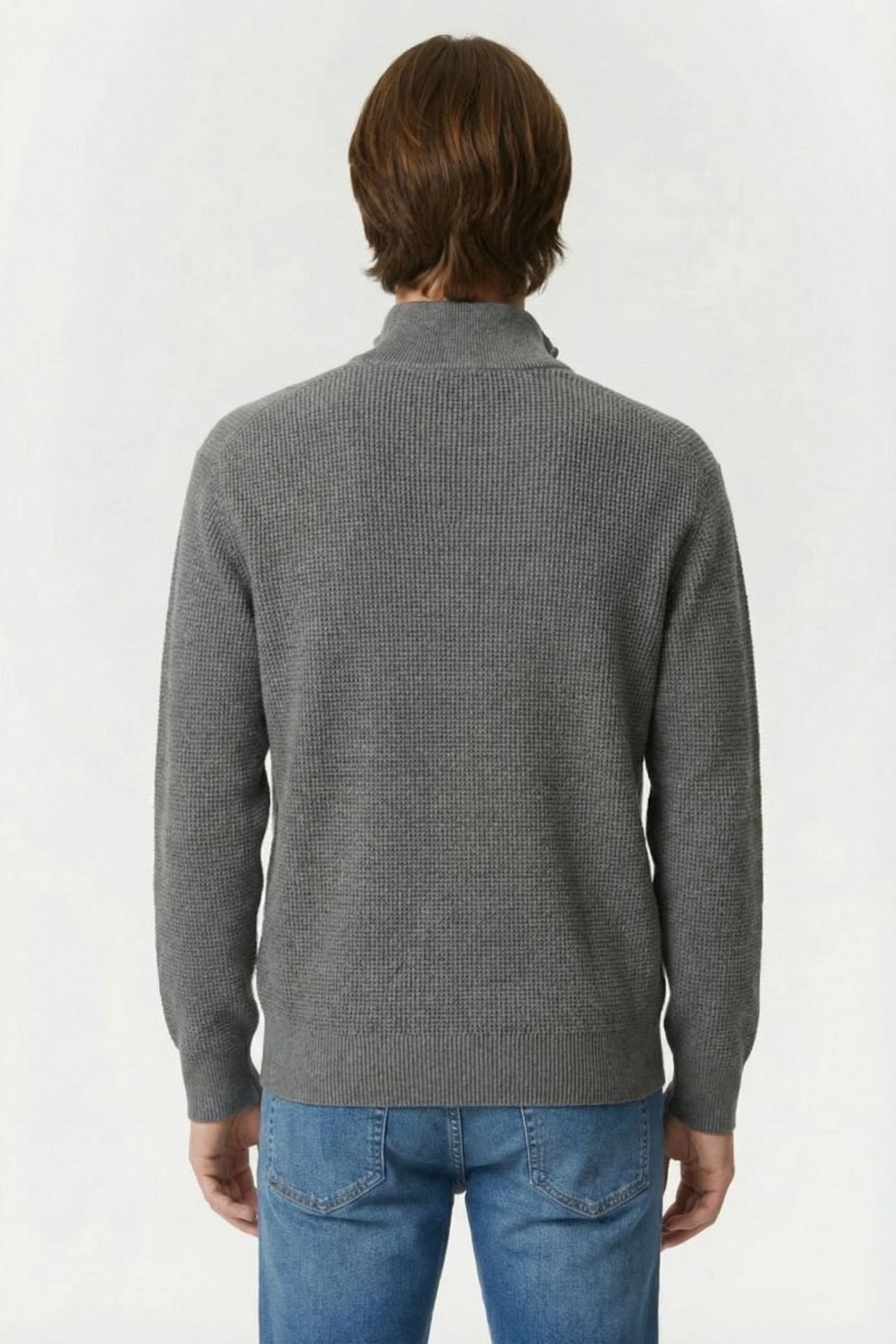 LS EZ COTTON WAFFLE SWEATER MEDIUM GREY HEATHER 2
