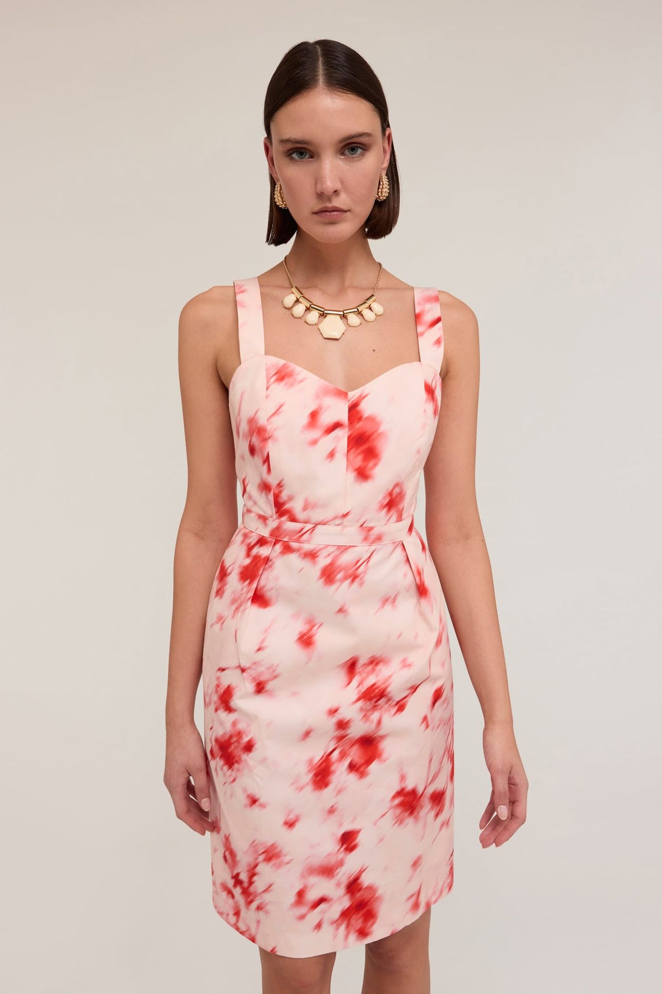 CHINÈ PATTERN BUSTIER DRESS RED 1