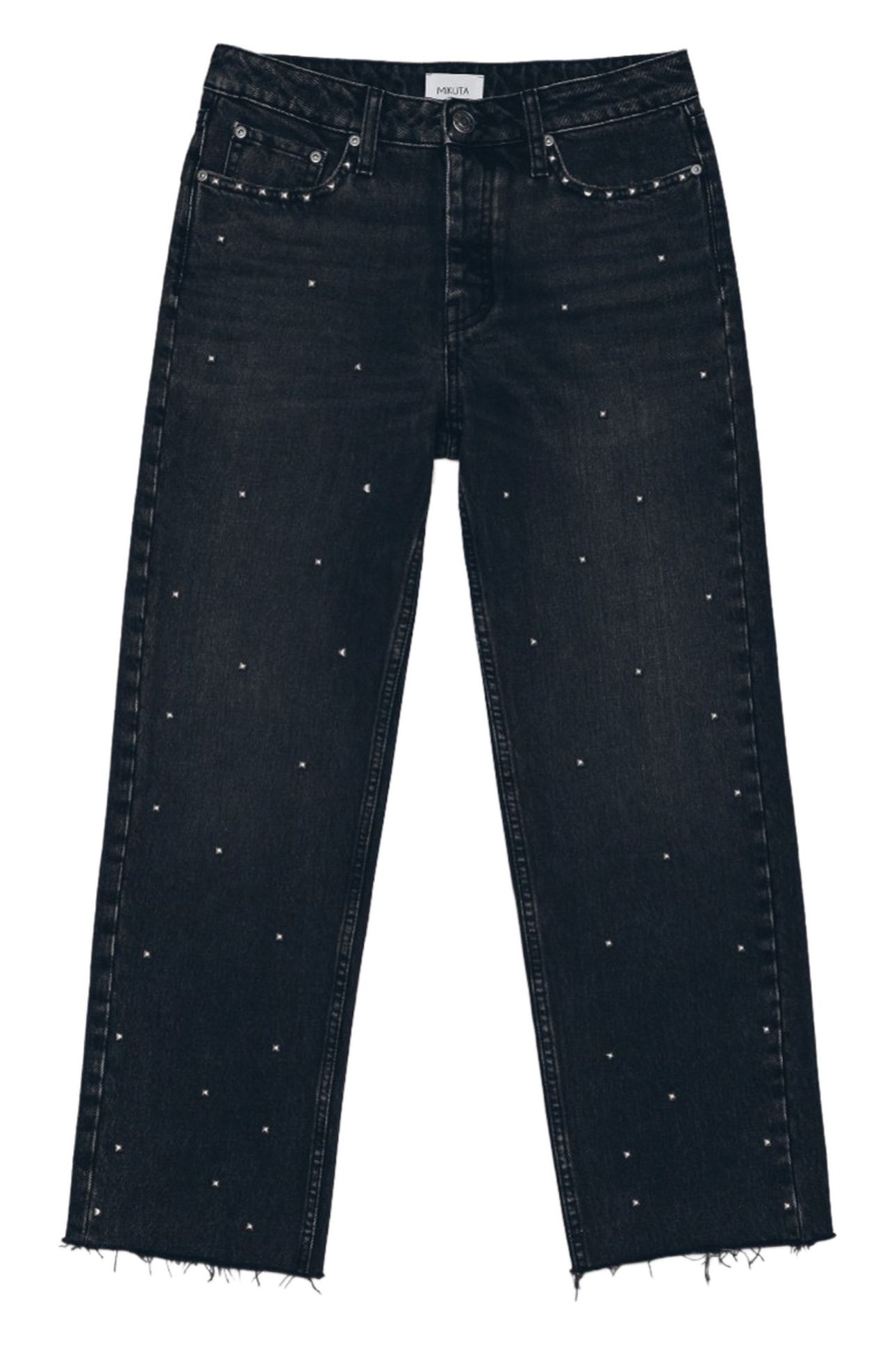 THE BLACK STUDDED CROPPED STRAIGHT JEANS BLACK 2