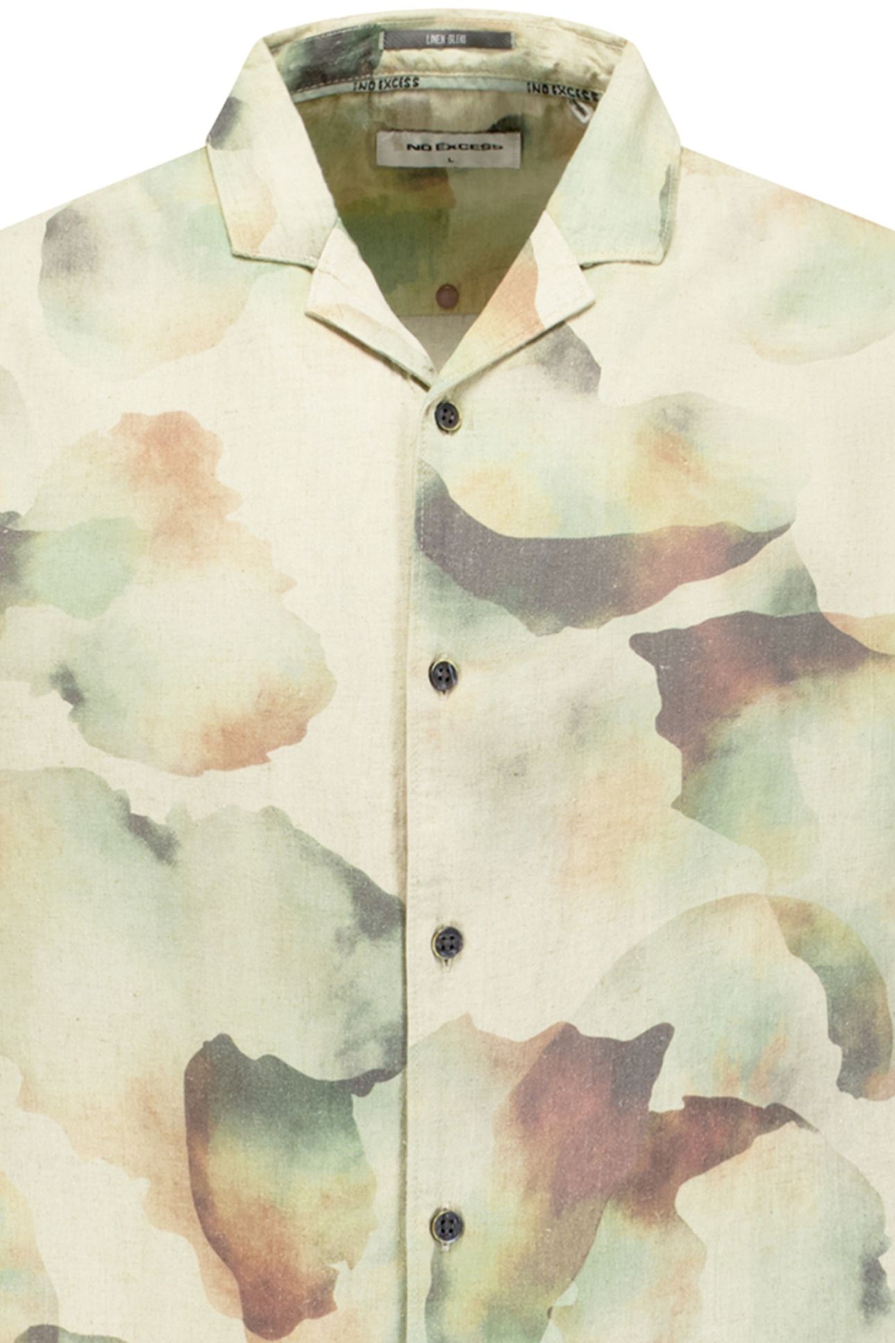 SHIRT SHORT SLEEVE REVERS COLLAR ALLOVER PRINTED WITH LINEN 3