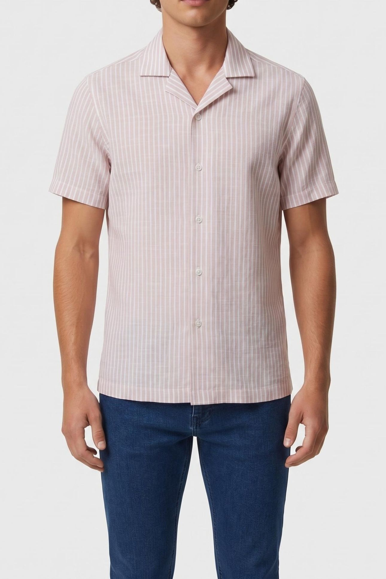 CUBAN COLLAR SS SHIRT SAND/WHITE 1