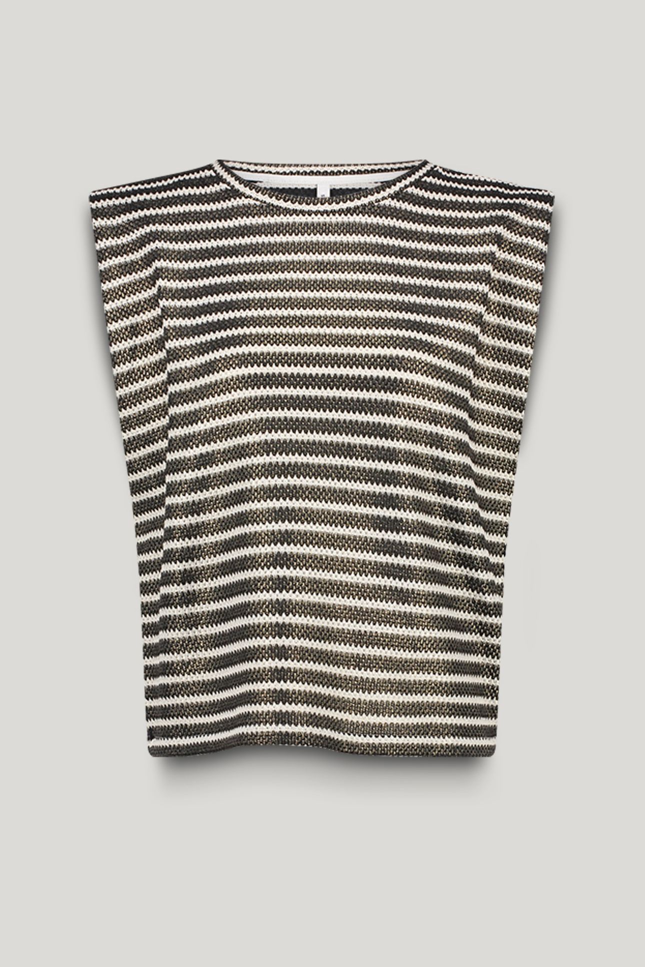 SLEEVELESS TOP KNITTED STRIPE COATED BLACK-IVORY 4