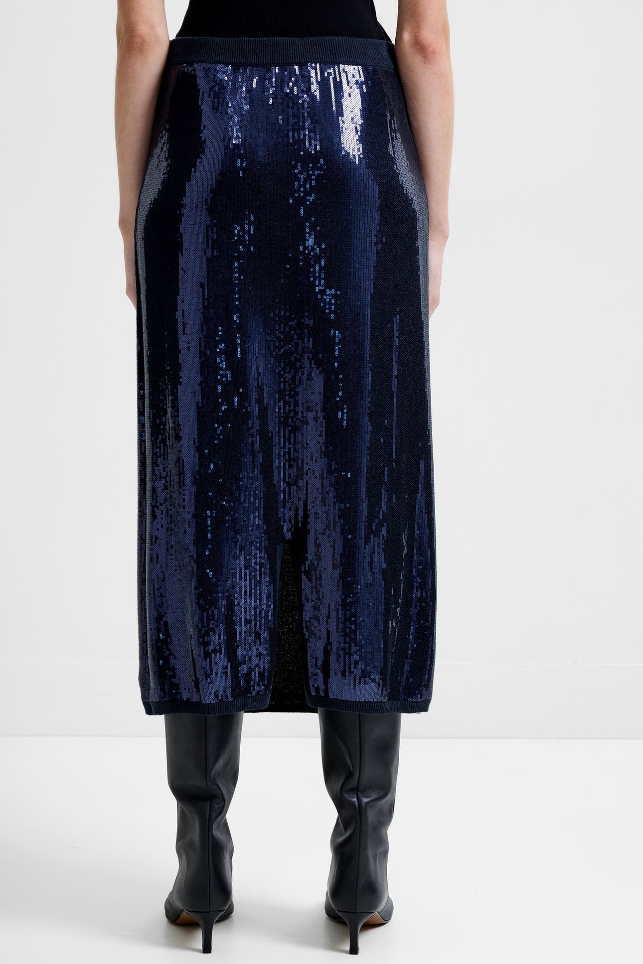 HANNAH SEQUIN MIDI SKIRT NAVY 3
