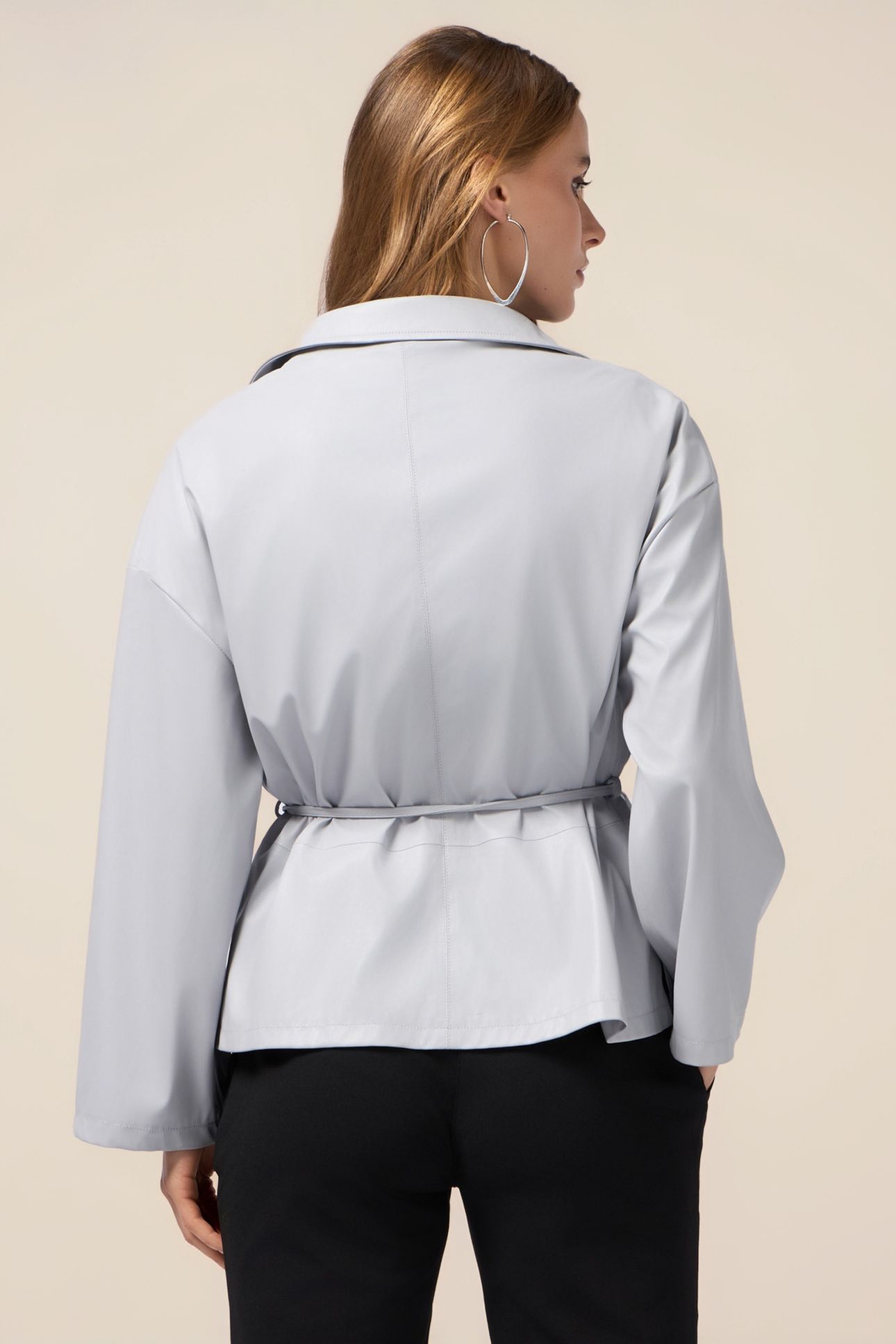 UNLINED JACKET IN COATED FABRIC GREY 2