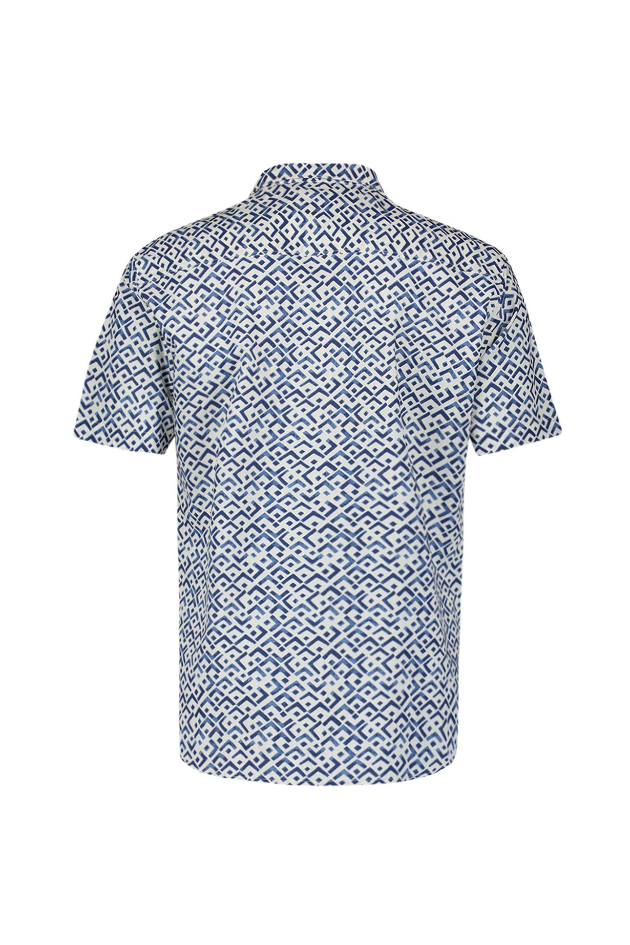 SHIRT SHORT SLEEVE REVERS COLLAR SLUB ALLOVER PRINTED INDIGO 5
