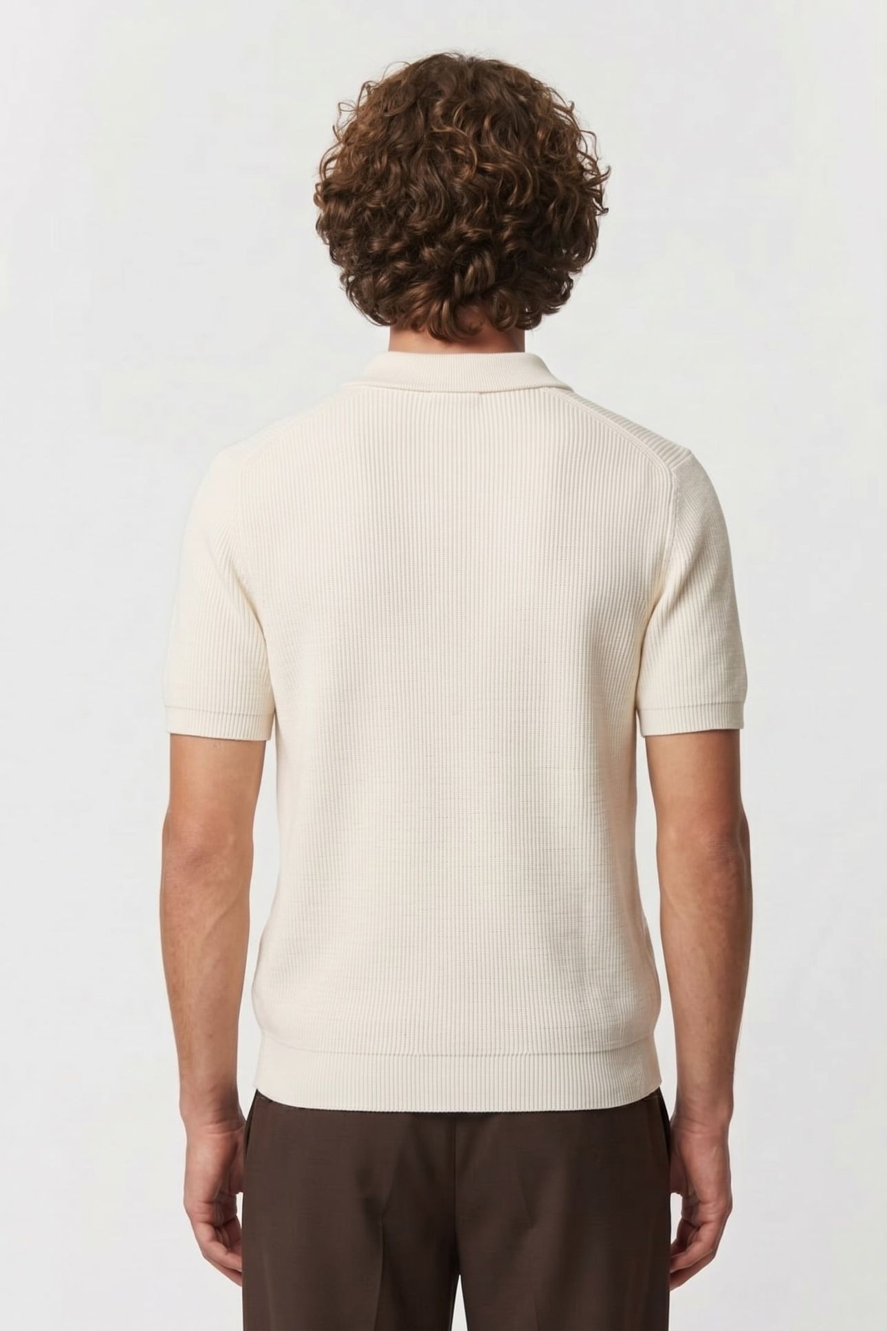 LINEN BLEND BUTTON POLO STONE 2