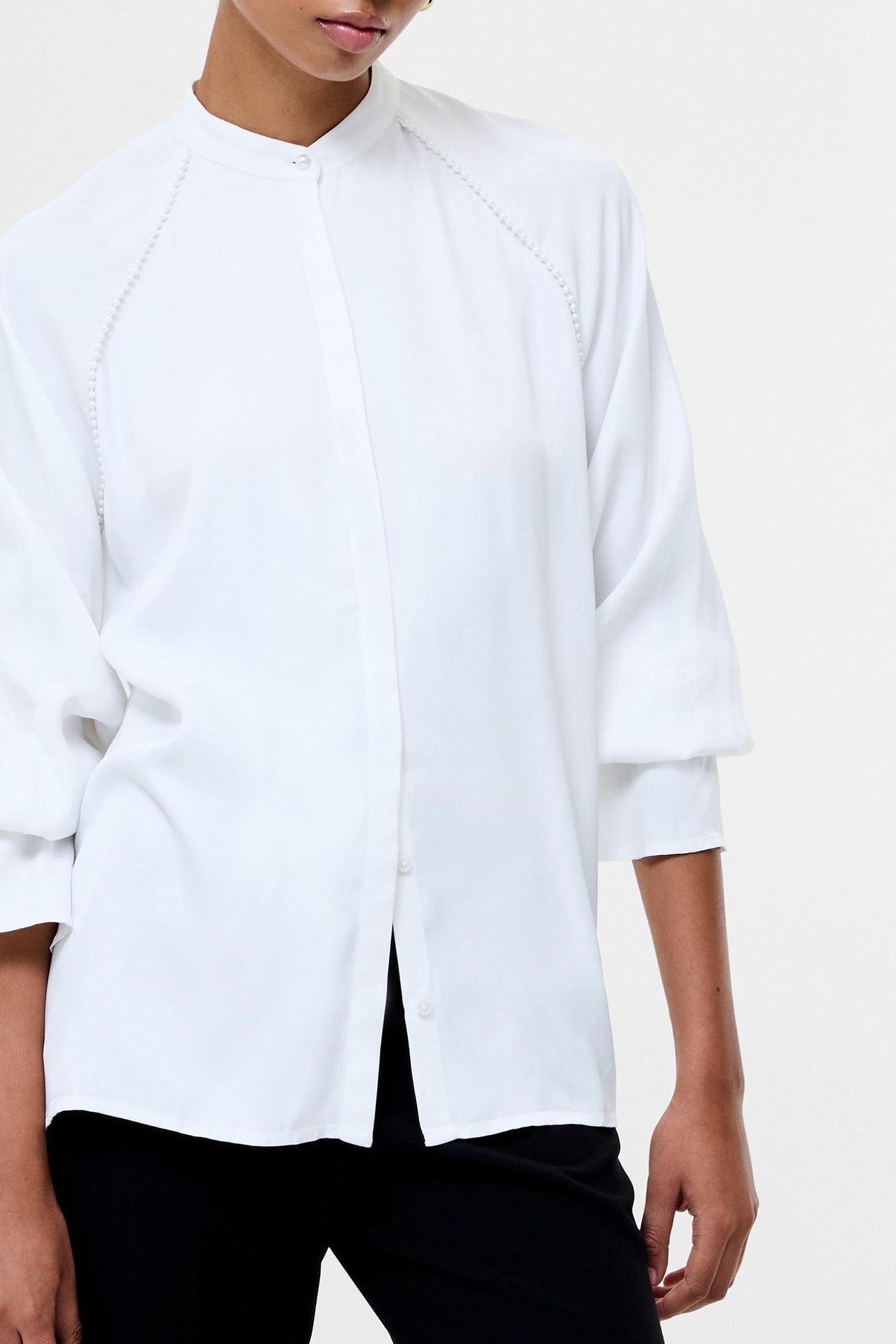 CANDICE SATIN PEARL TRIM SHIRT WINTER WHITE 2