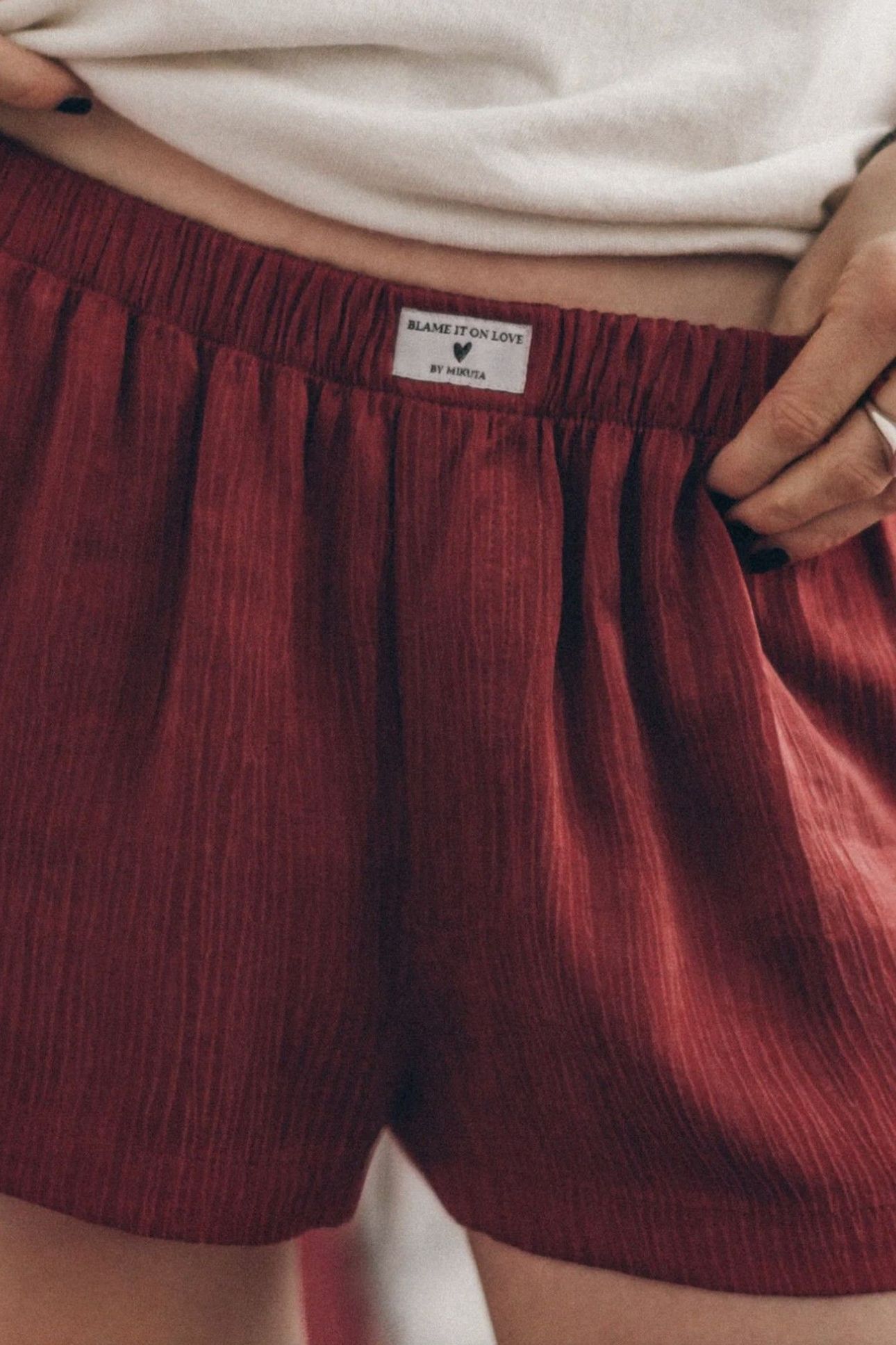 THE RED CRINKLE BOXER SHORTS RED 2