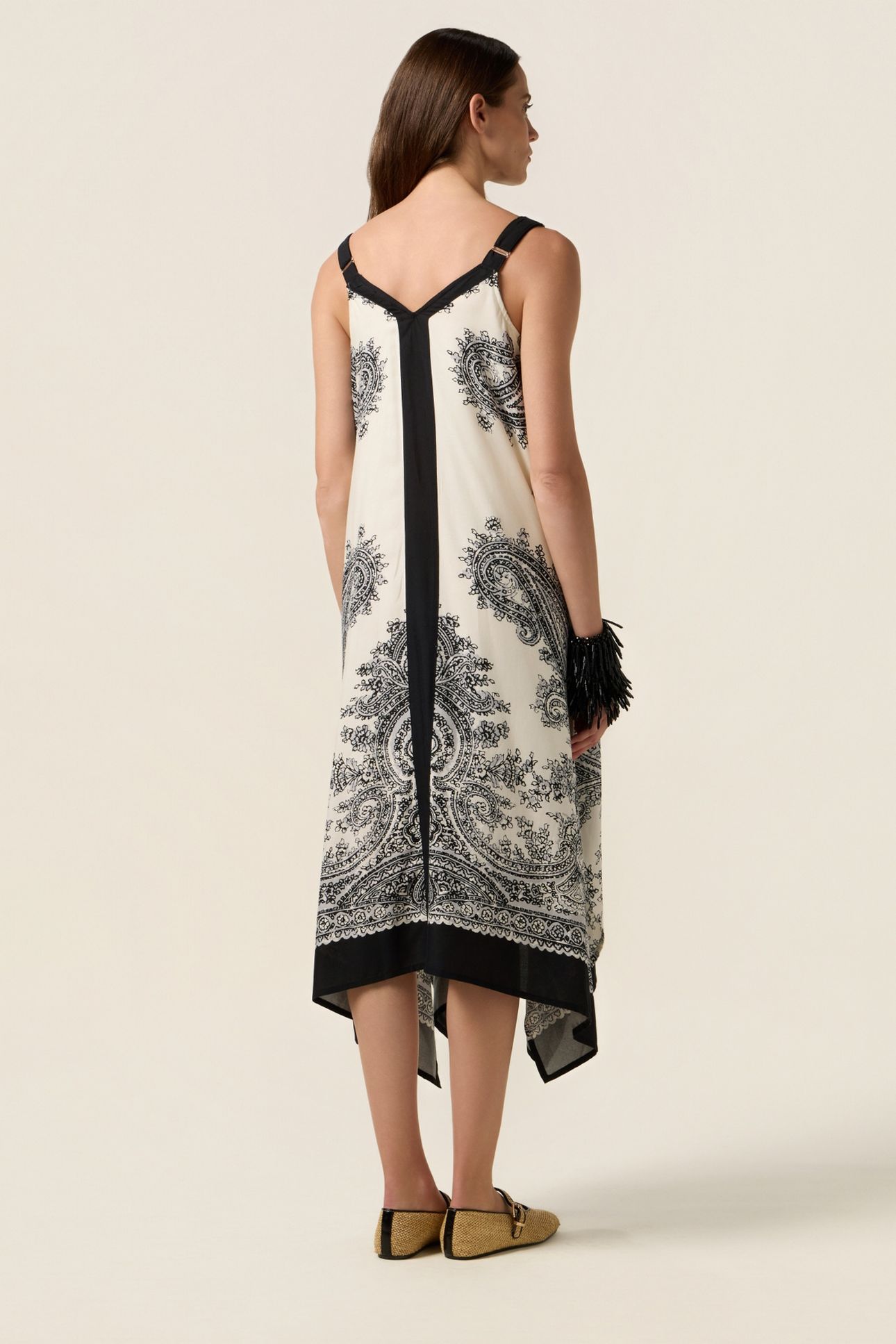 PATTERNED VISCOSE DRESS BLACK 2