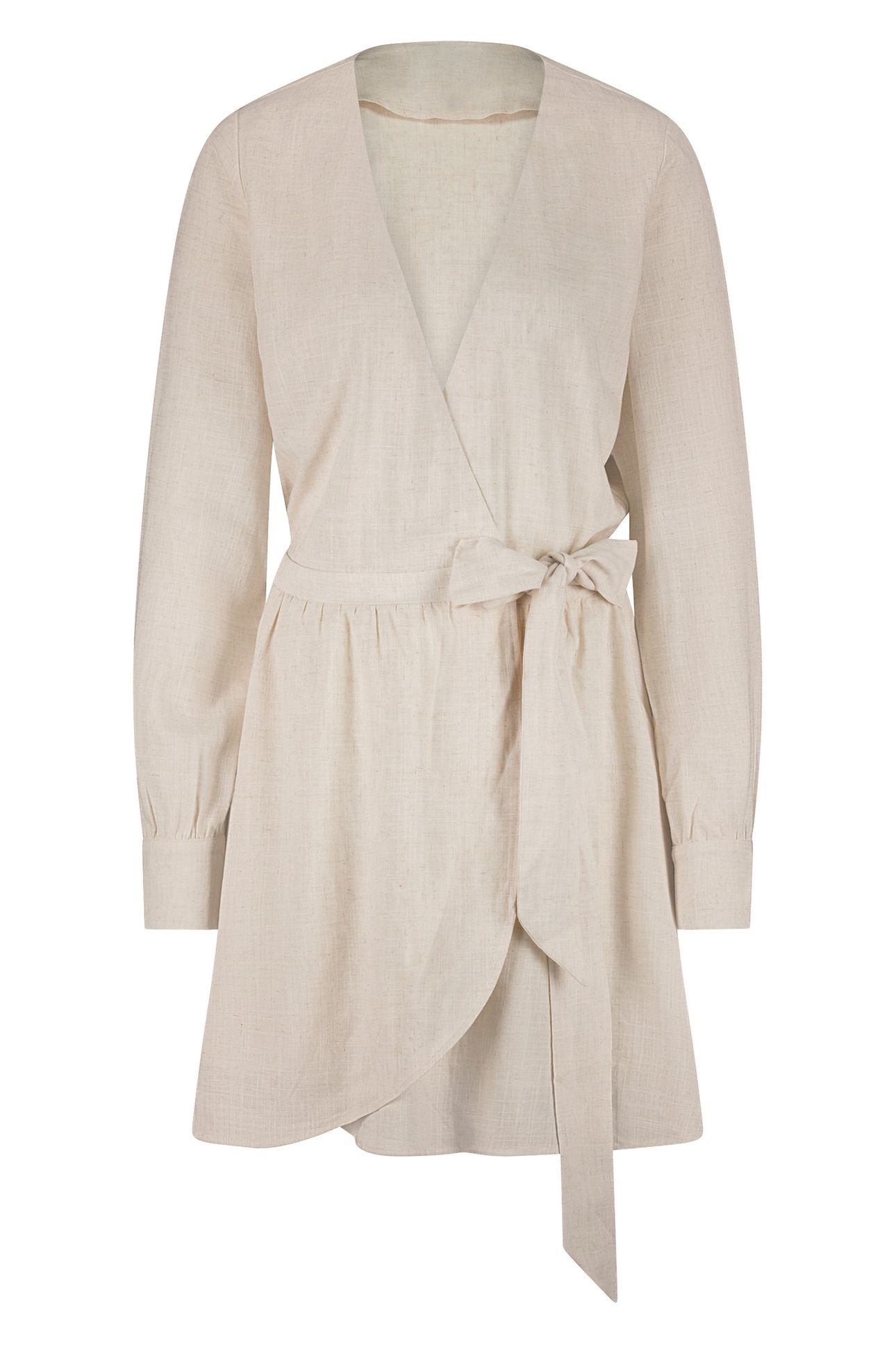 DENI LINEN WRAPDRESS NEUTRAL 1