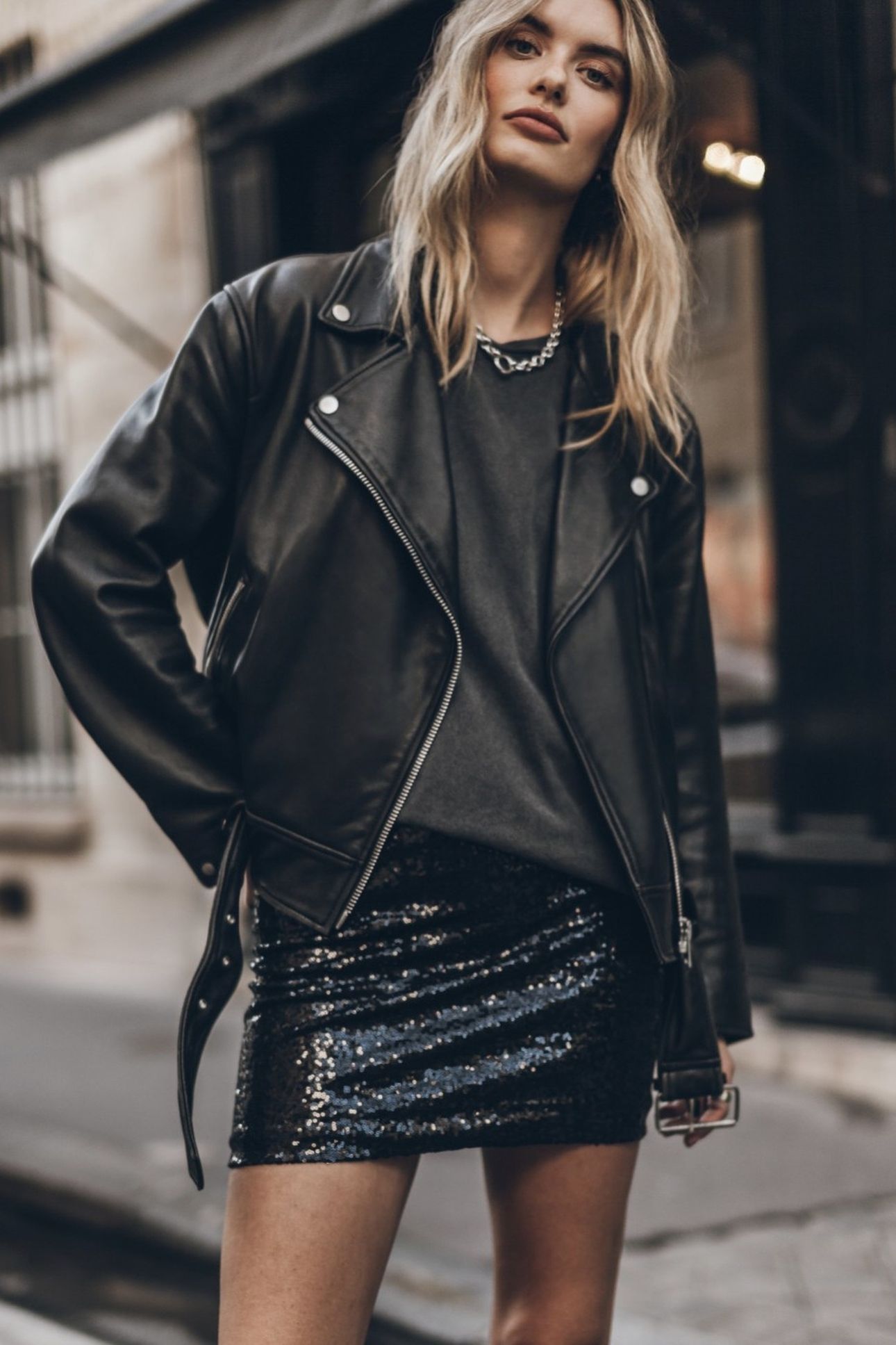 THE BLACK MINI SEQUIN SKIRT BLACK 1