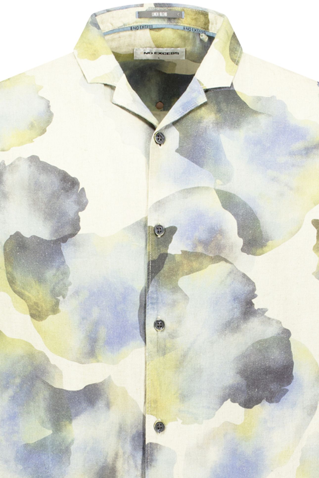 SHIRT SHORT SLEEVE REVERS COLLAR ALLOVER PRINTED WITH LINEN  3