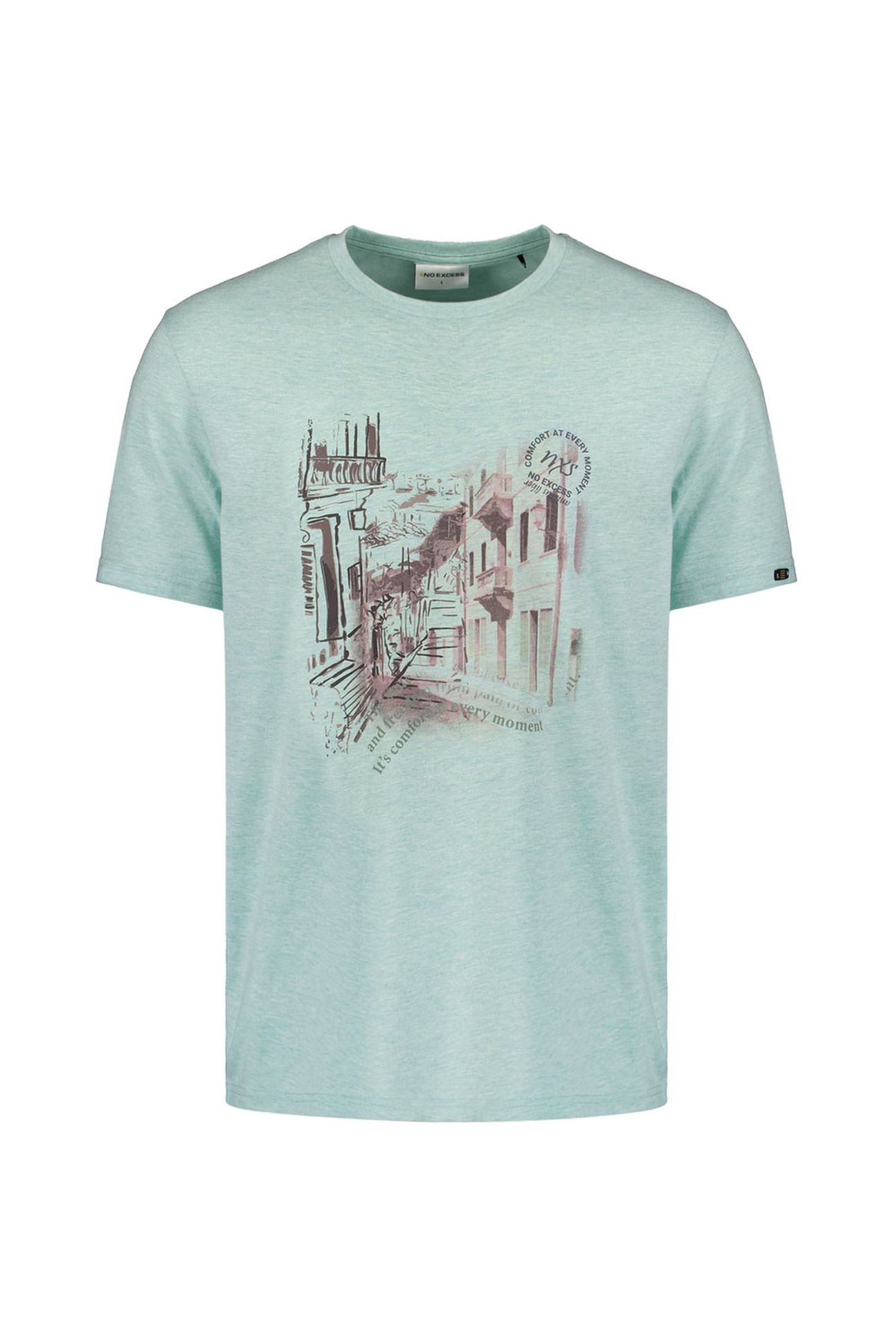 T-SHIRT CREWNECK MELANGE CHEST PRINT ICE 2