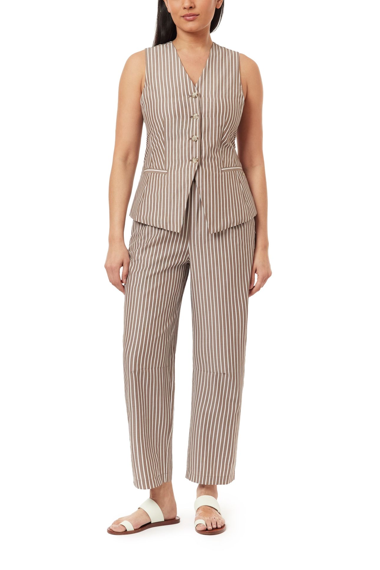 LONG LINE VEST BROWN STRIPE 3
