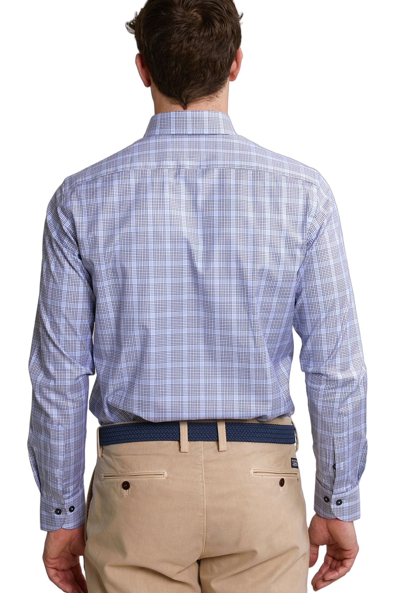 CUSTOM FIT CHECKED SHIRT BLUE 3