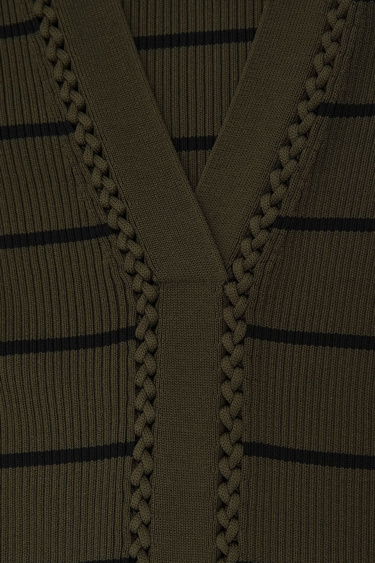 STRIPED CRAFT STITCH TOP KHAKI GREEN/BLACK 6