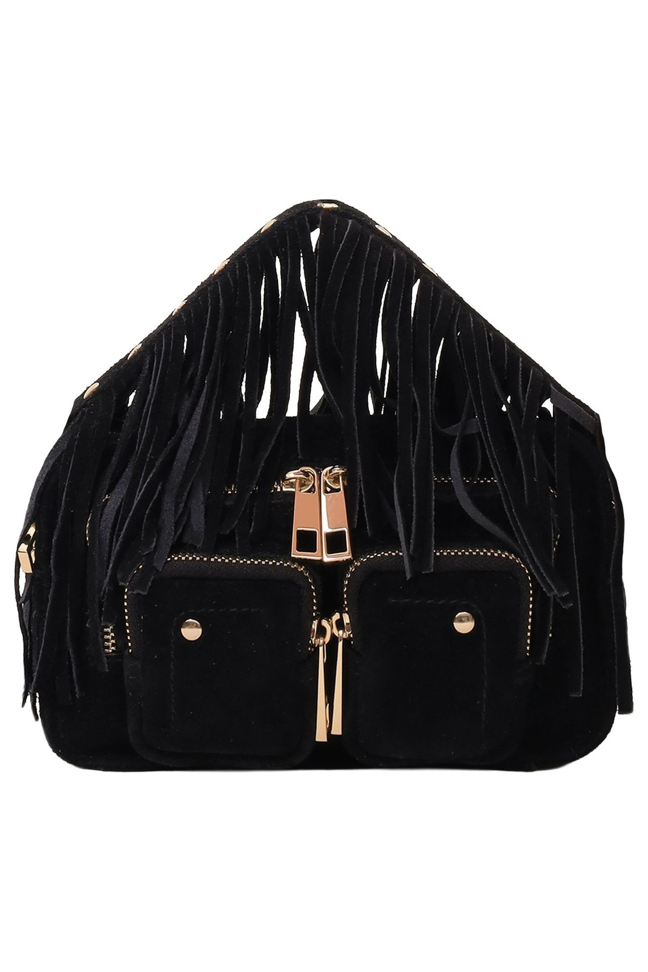 HELENA FRINGE SUEDE BLACK W. GOLD 3