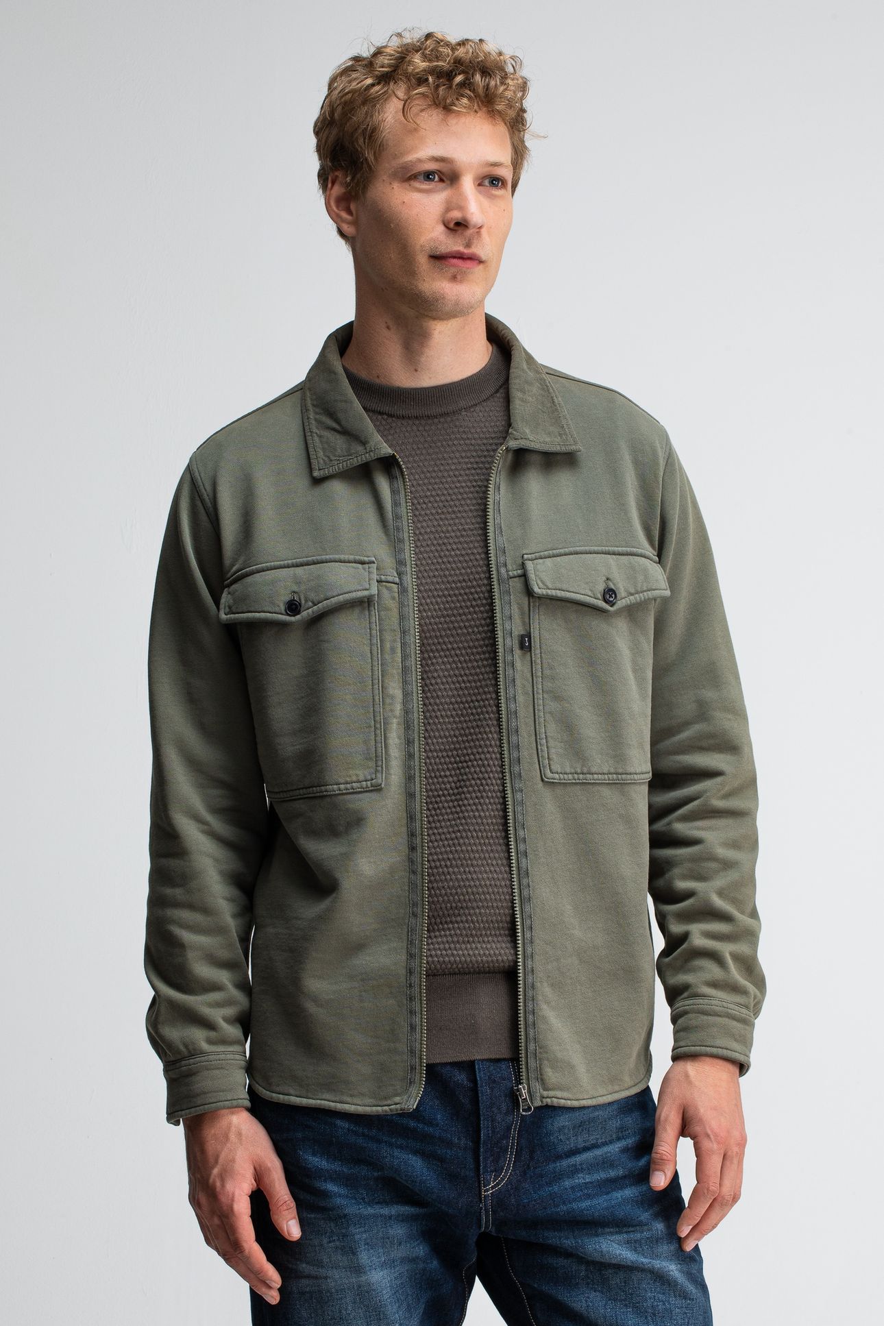 PERRY ZIP OVERSHIRT DK. GRANITE GREEN 1