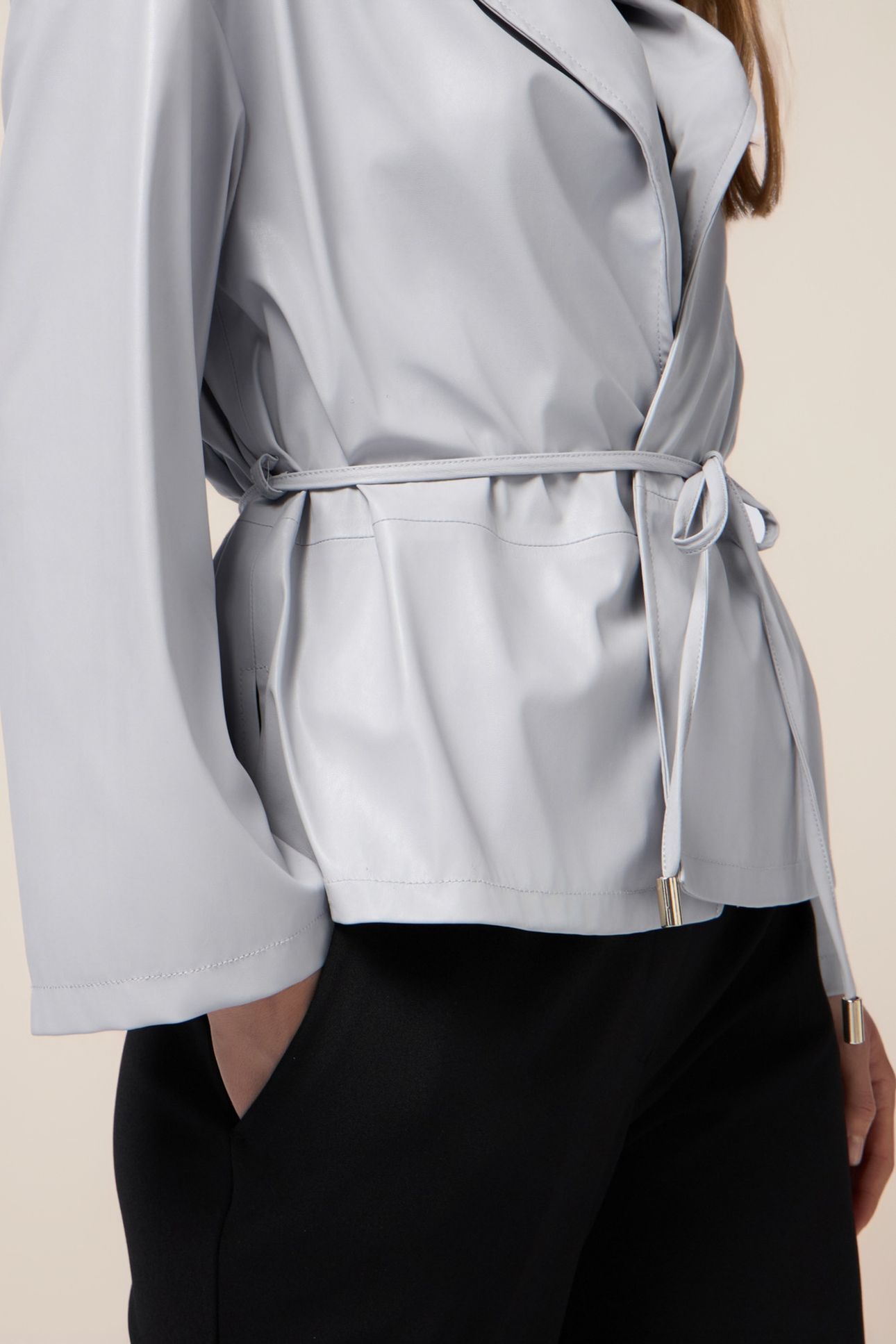 UNLINED JACKET IN COATED FABRIC GREY 5