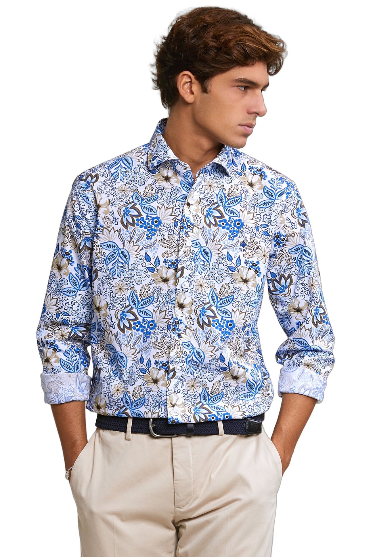 CUSTOM FIT COTTON FLORAL SHIRT MULTI 1