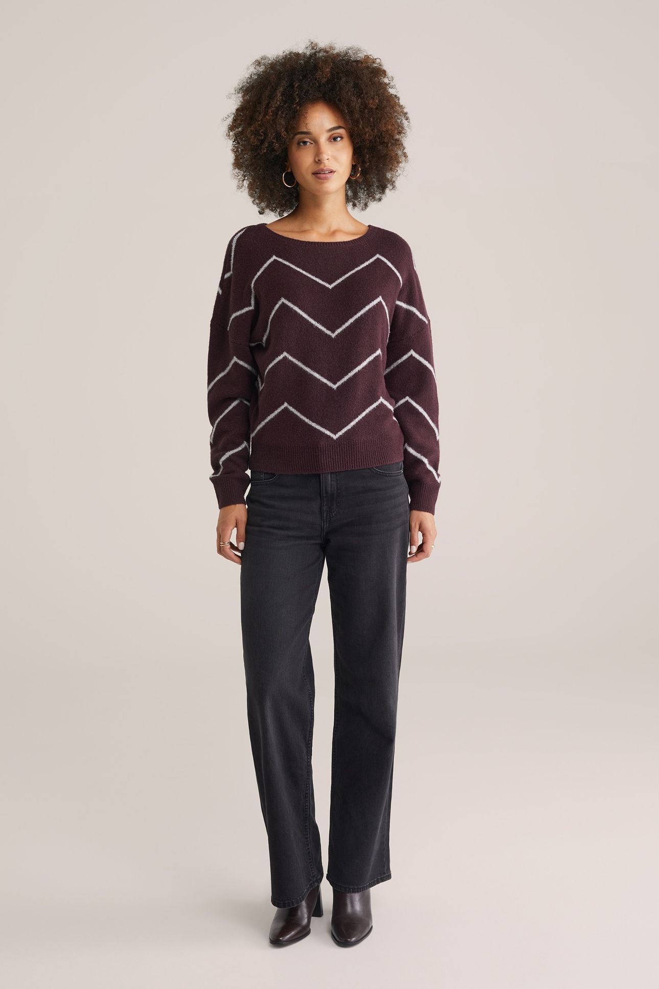 KNITTED PULLOVER AUBERGINE 1
