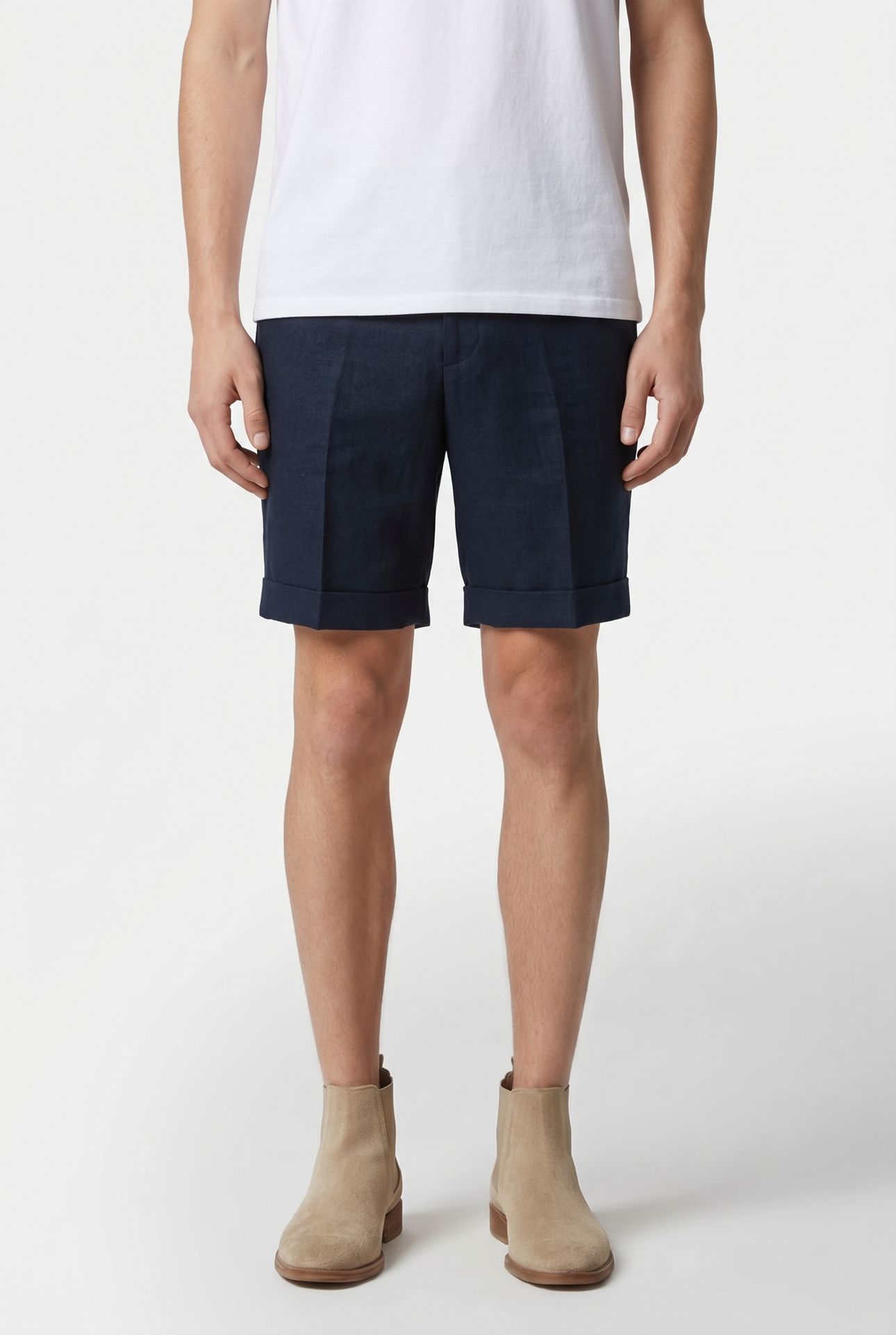 LINEN SHORT NAVY 1