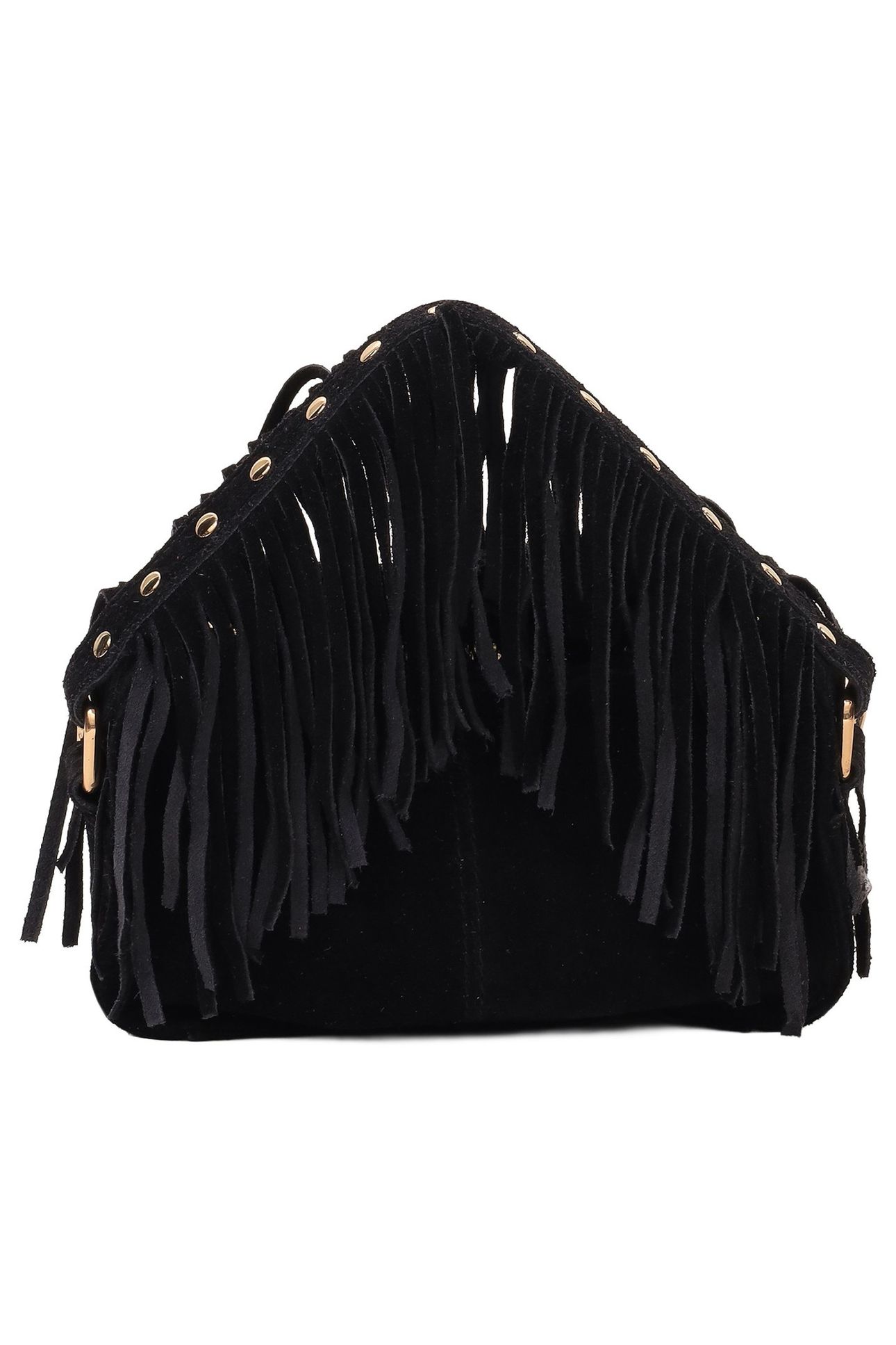 HELENA FRINGE SUEDE BLACK W. GOLD 4