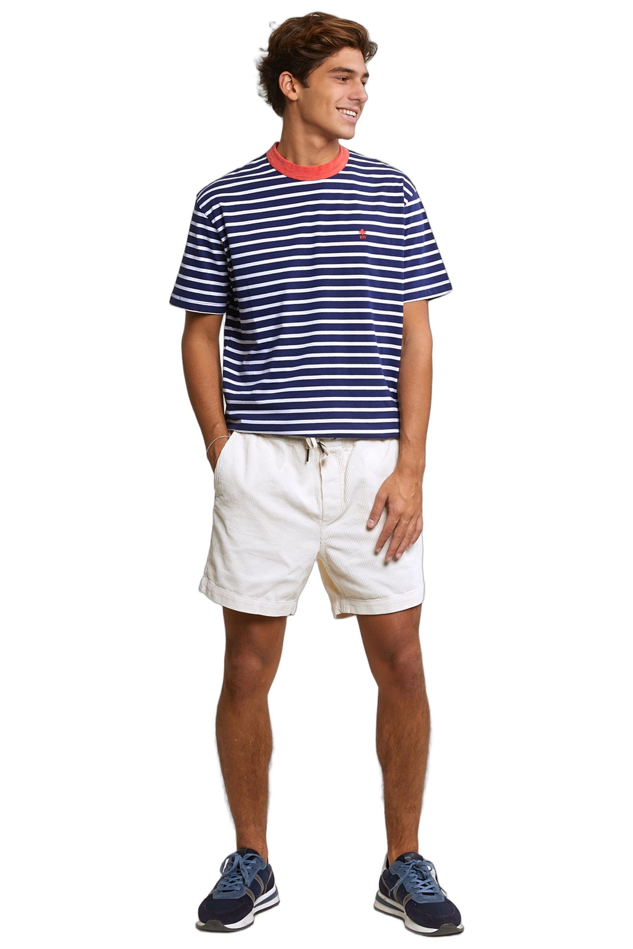 LOOSE FIT STRIPED T-SHIRT ROYAL BLUE/WHITE 2