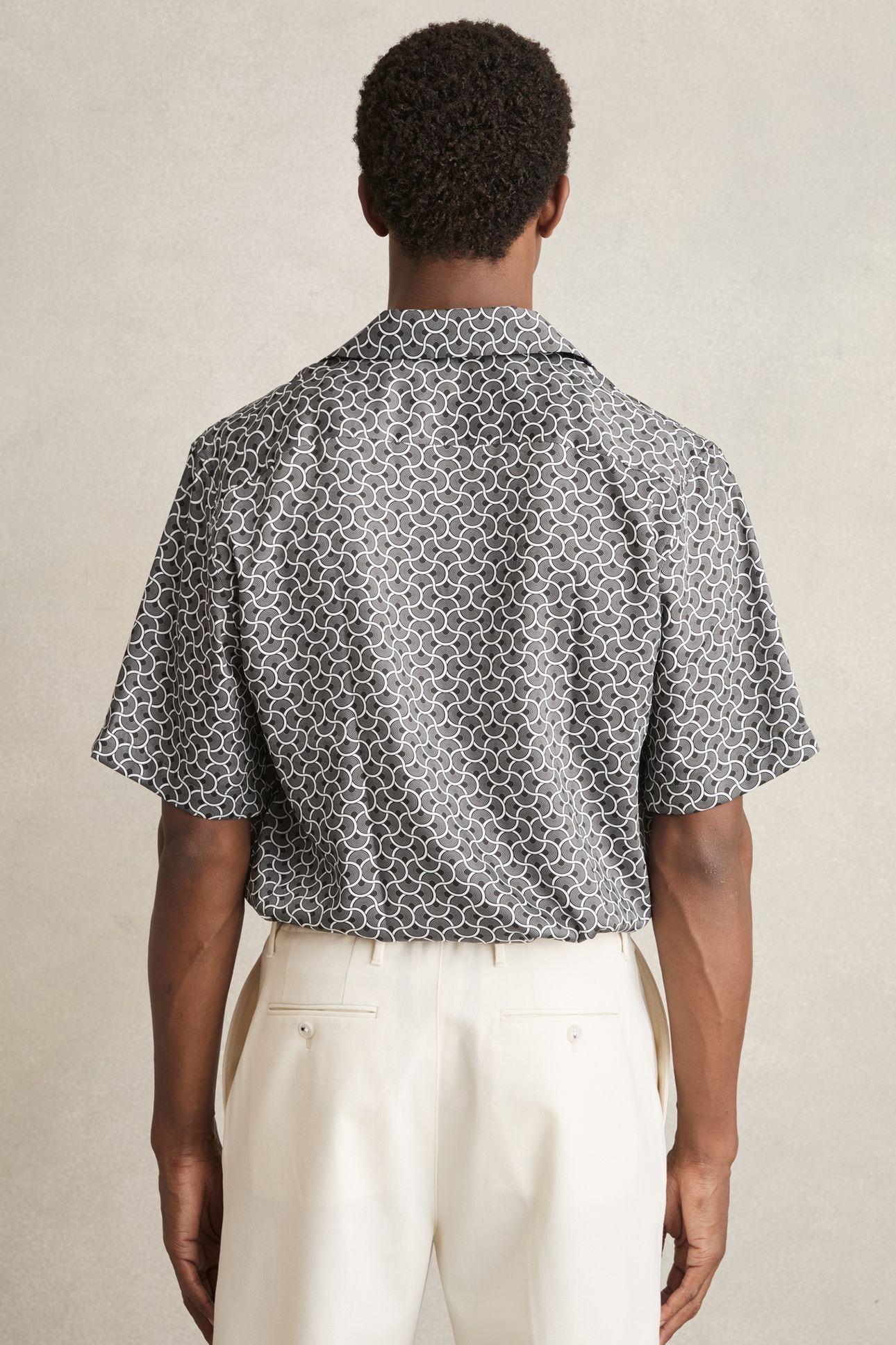 SS GEO WAVE PRINTED CUBAN SHIRT BLACK/WHITE 3