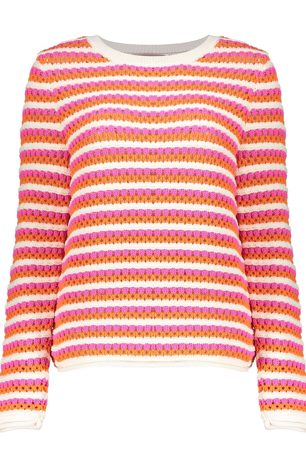 PULLOVER AJOUR STRIPES ORANGE/FUCHSIA/OFF-WHITE 1