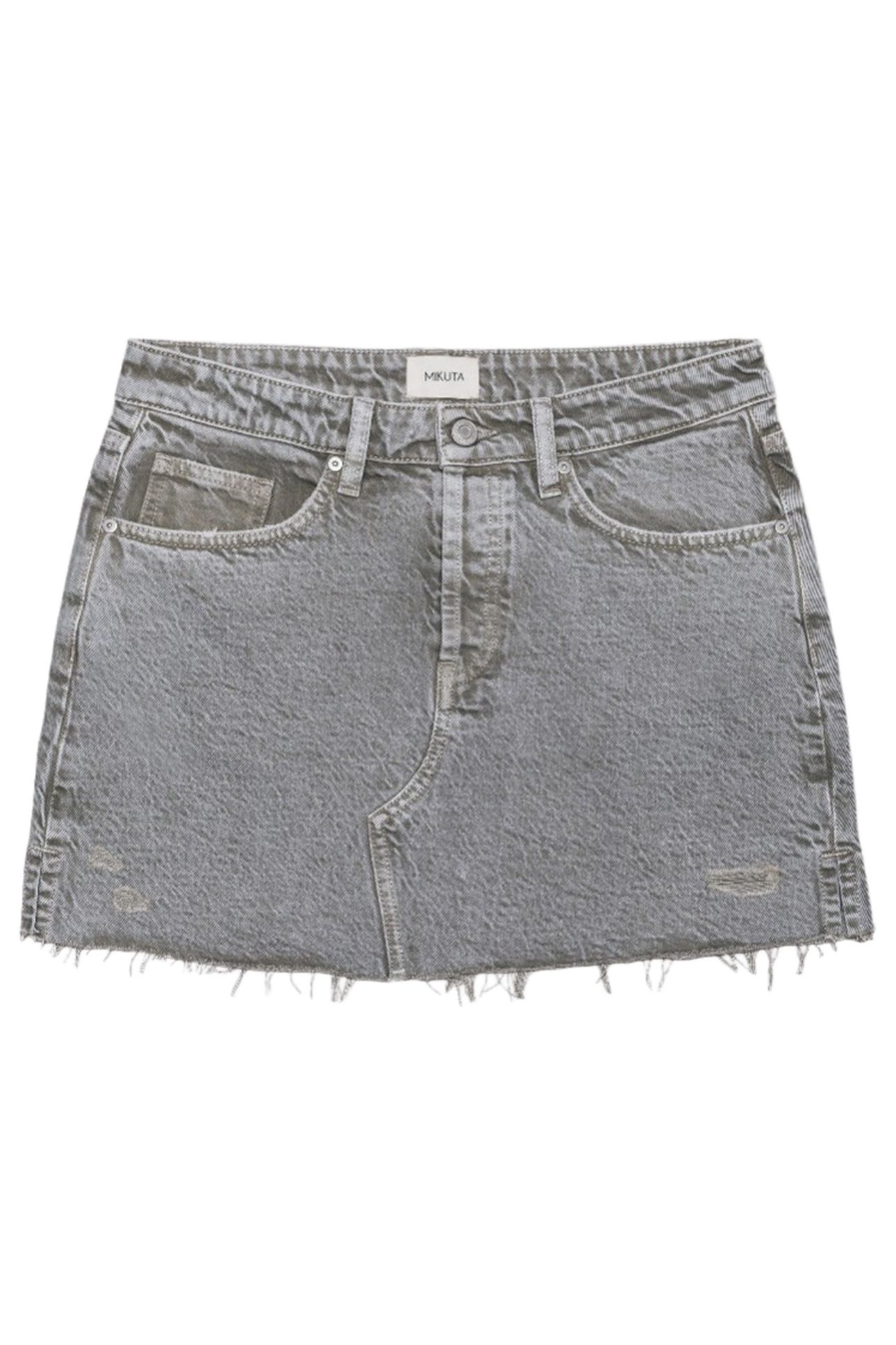 THE KHAKI FADED SLIT DENIM SKIRT GREEN 3