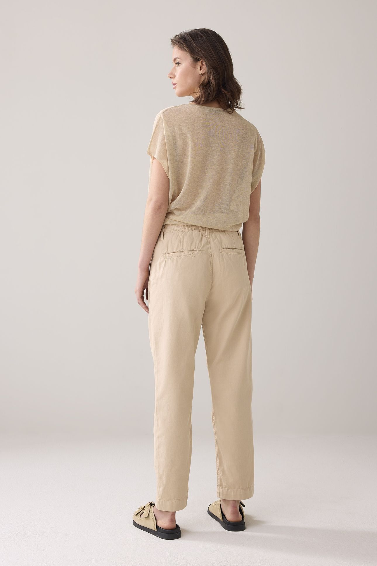 TAPERED CHINO COTTON LINEN TWILL SESAME 3