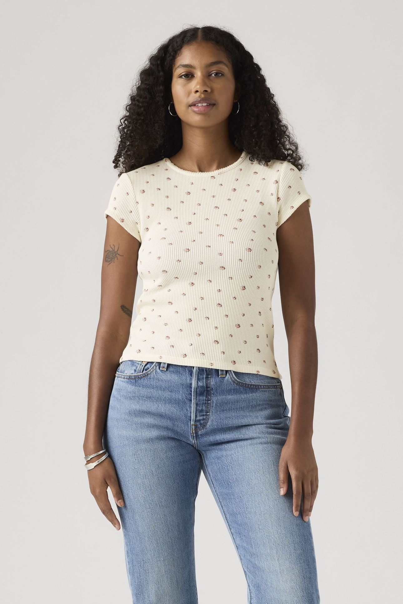 DRY GOODS WAFFLE CAP-SLEEVE TEE 1