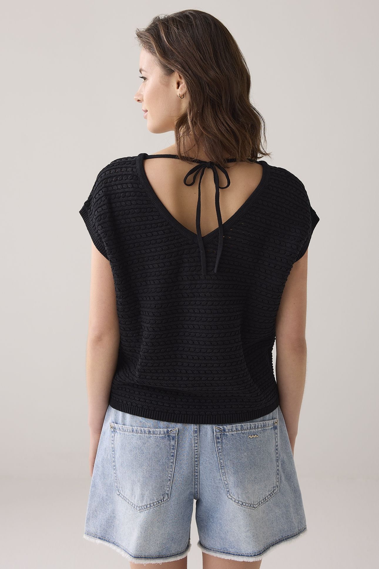 KNITTED TOP HIGH TWISTED COTTON KNIT BLACK 3