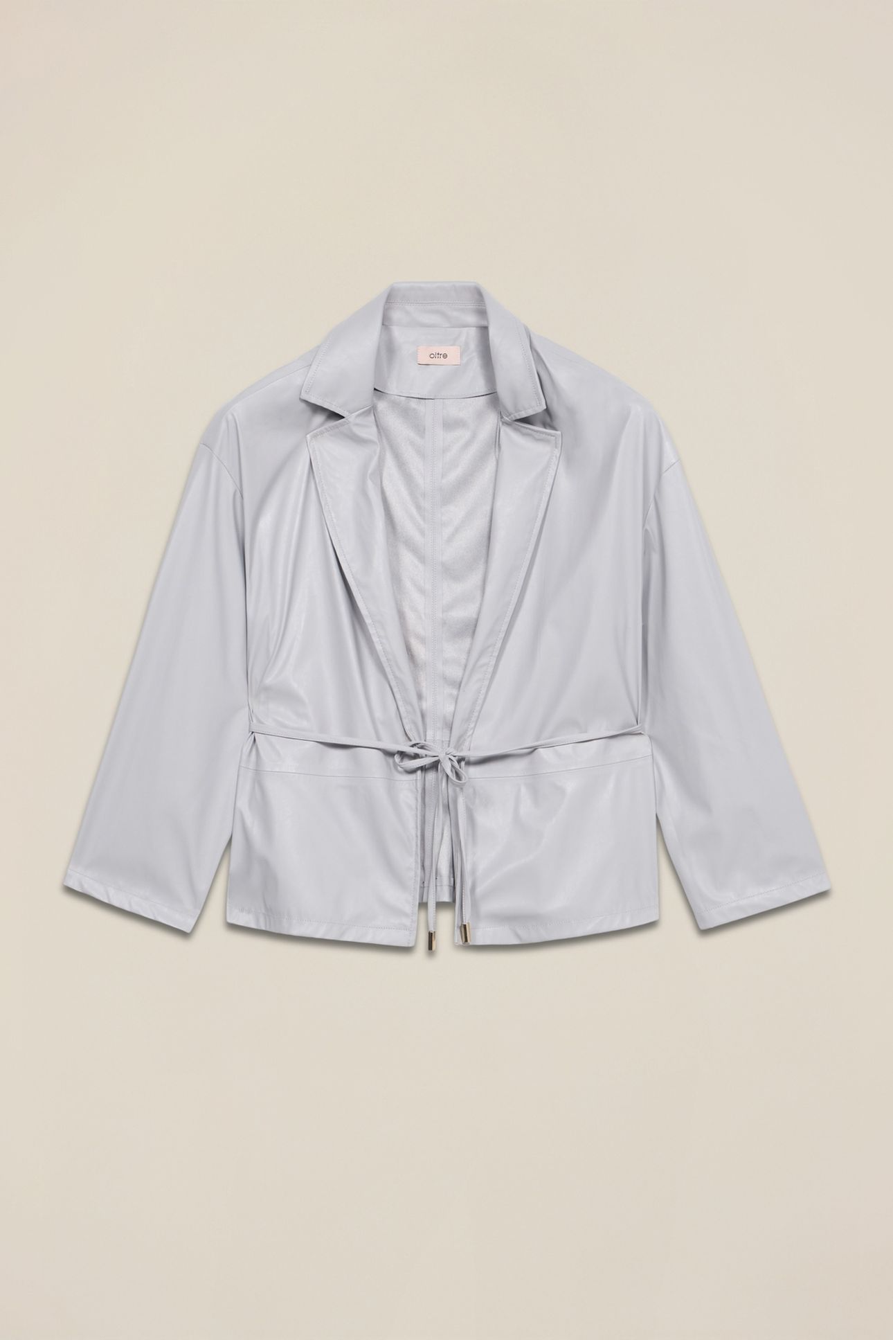 UNLINED JACKET IN COATED FABRIC GREY 4