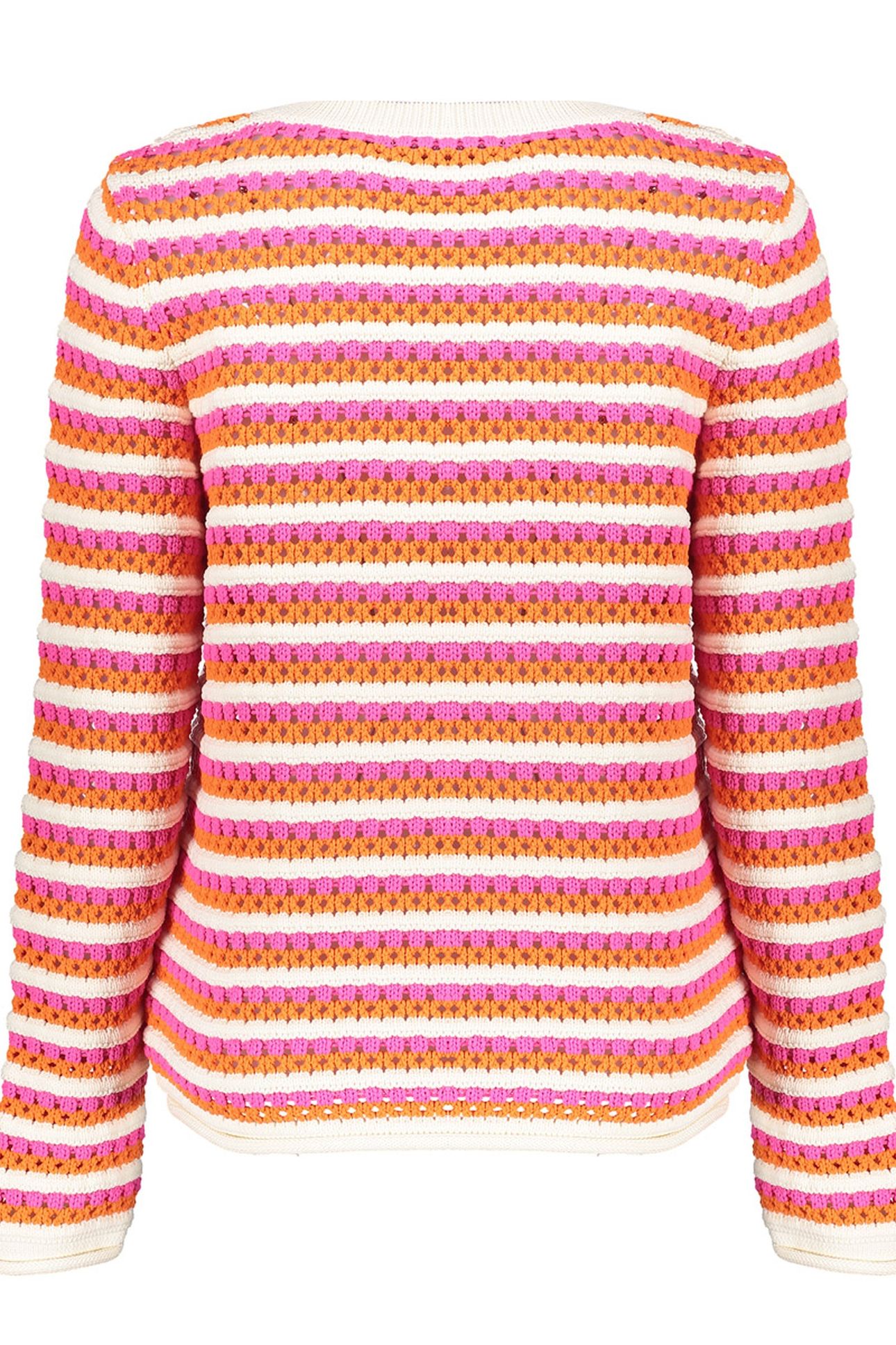 PULLOVER AJOUR STRIPES ORANGE/FUCHSIA/OFF-WHITE 2